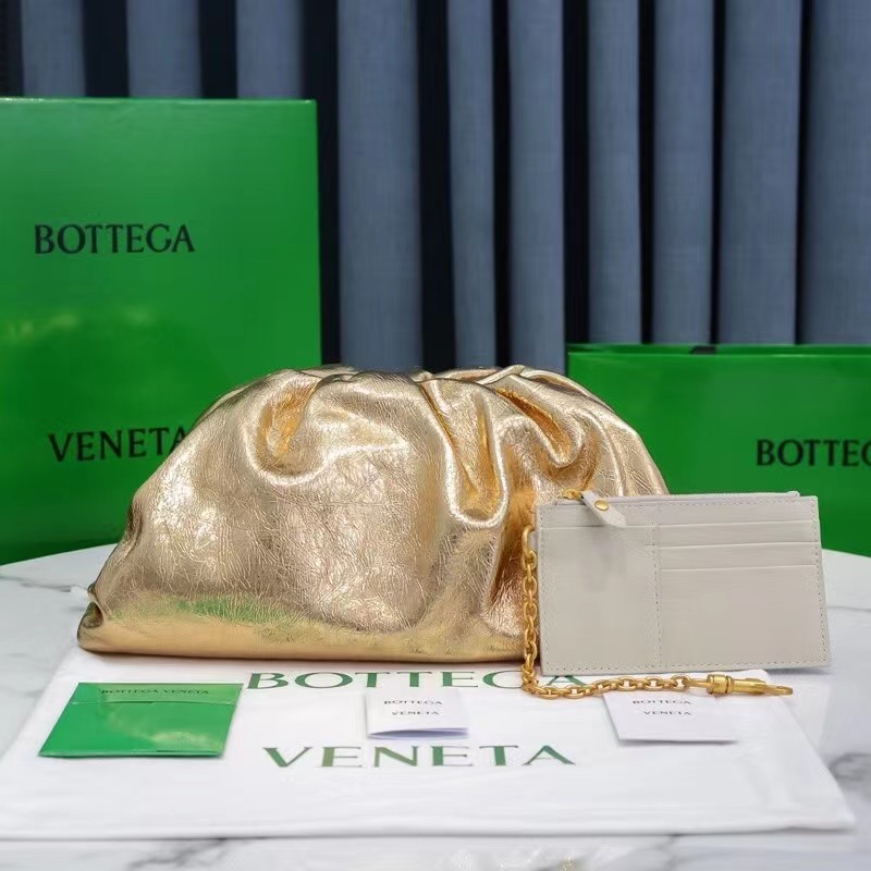 Bottega Veneta Metallic Leather Pouch Clutch Bag(38-20-8.5cm) - PerfectKickZ