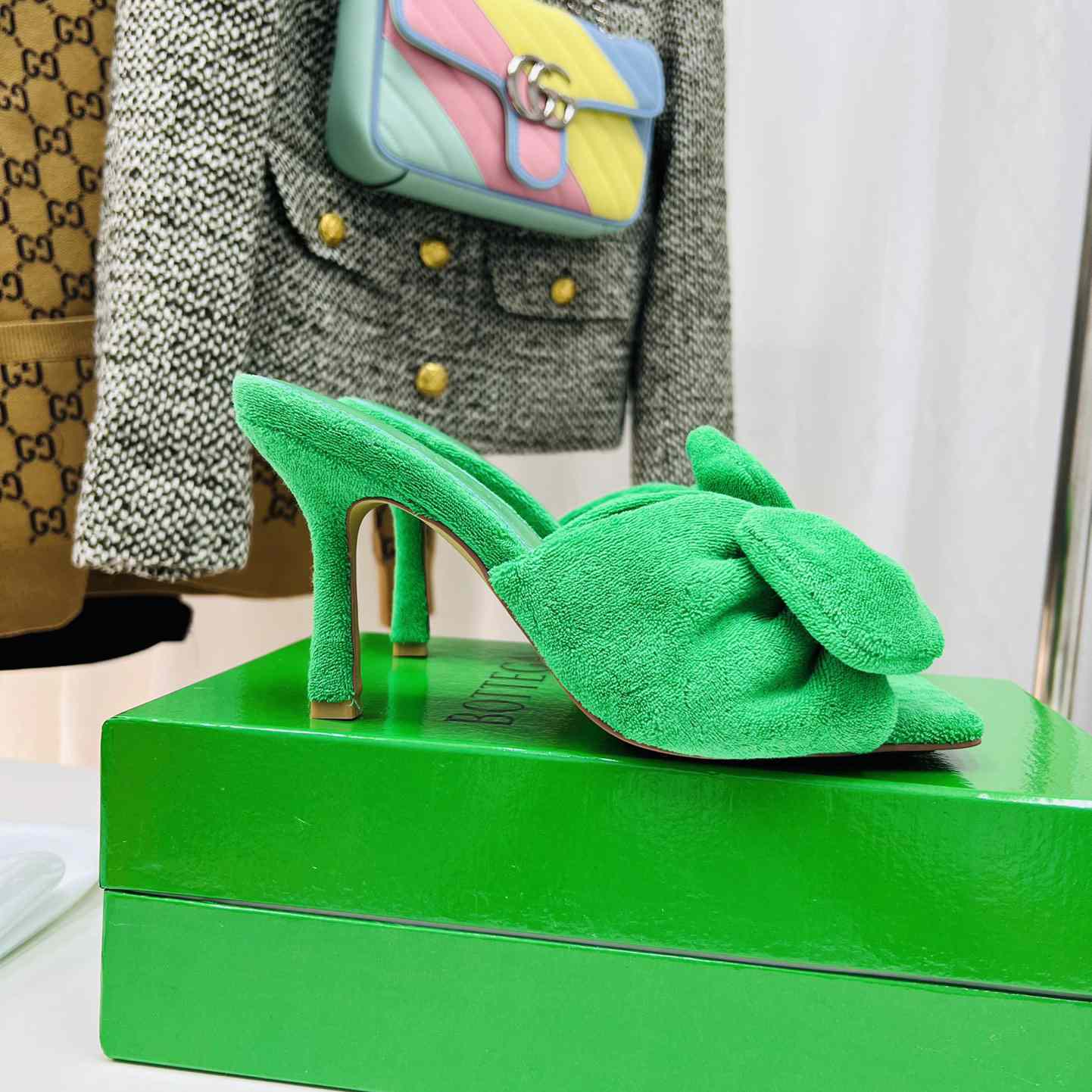 Bottega Veneta Green Heeled Sandals - PerfectKickZ