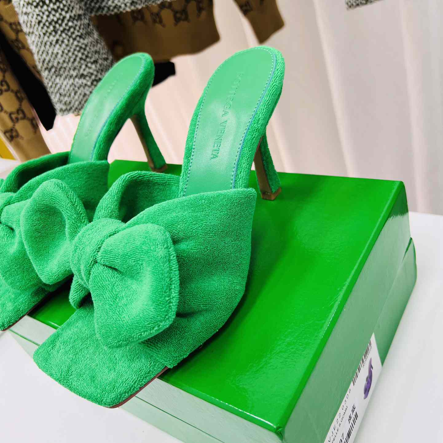 Bottega Veneta Green Heeled Sandals - PerfectKickZ