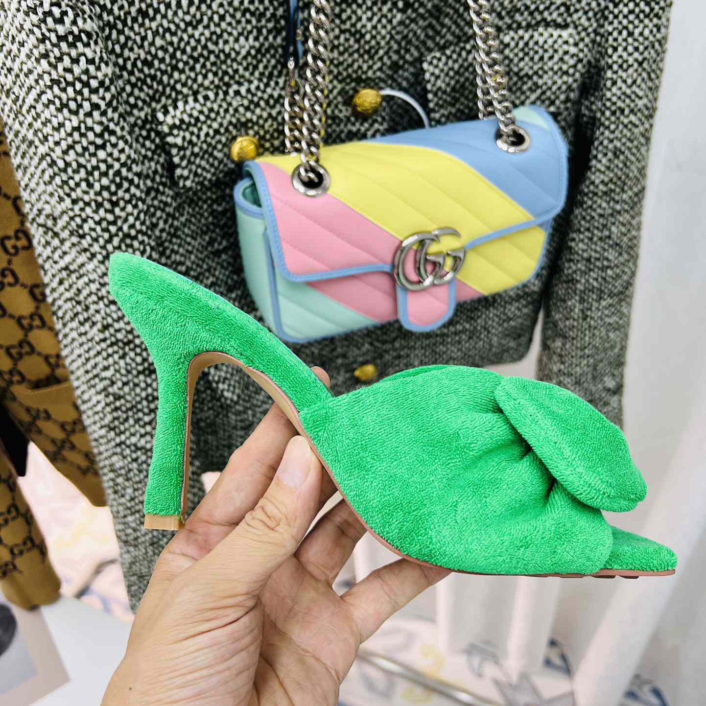 Bottega Veneta Green Heeled Sandals - PerfectKickZ