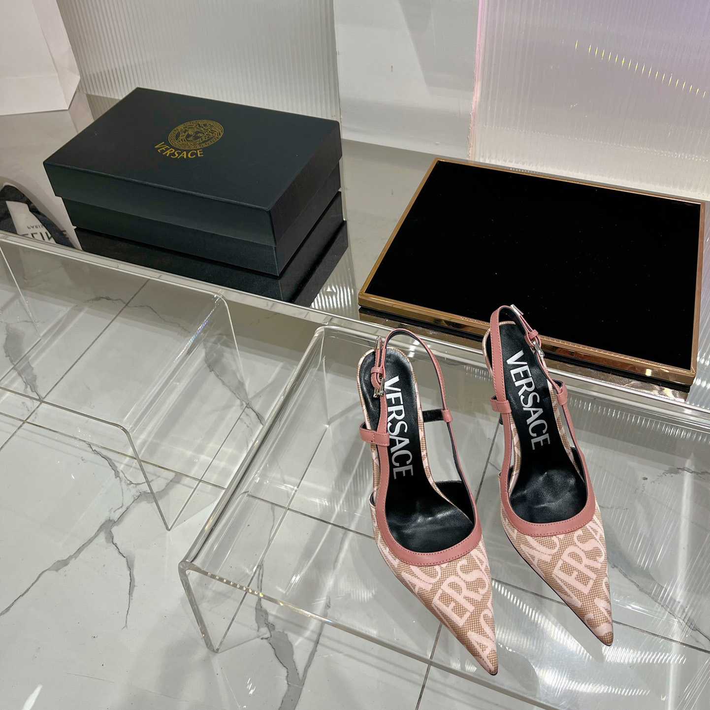 Versace Logo-jacquard 110mm Slingback Pumps - PerfectKickZ