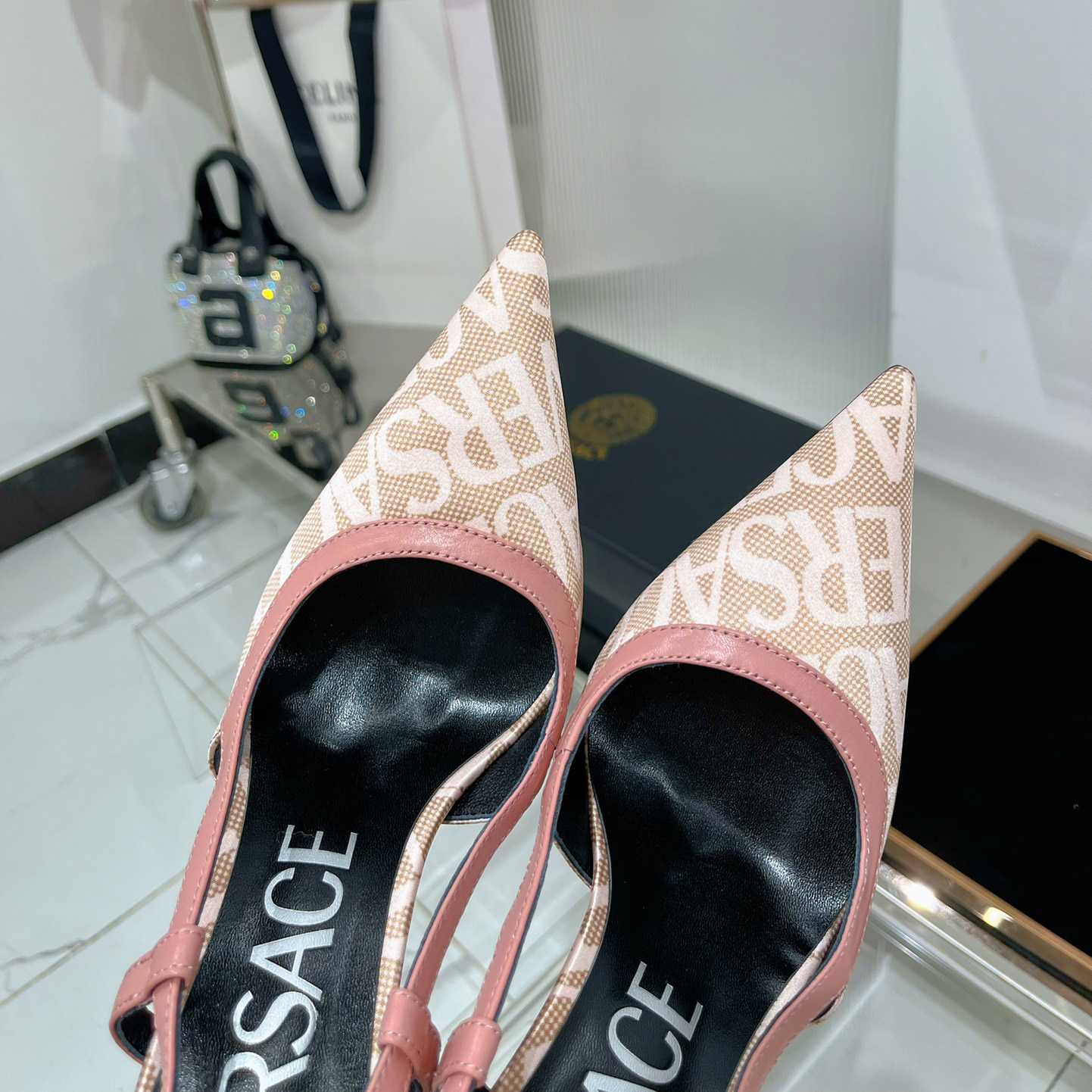 Versace Logo-jacquard 110mm Slingback Pumps - PerfectKickZ