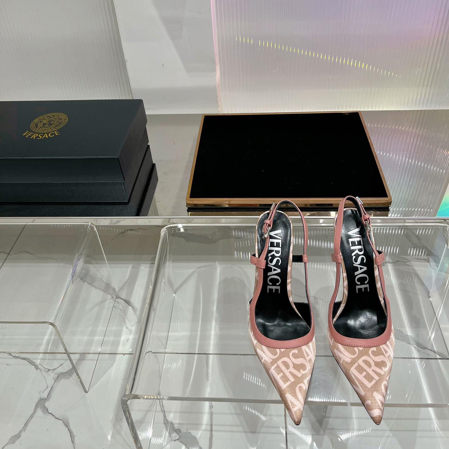 Versace Logo-jacquard 110mm Slingback Pumps - PerfectKickZ