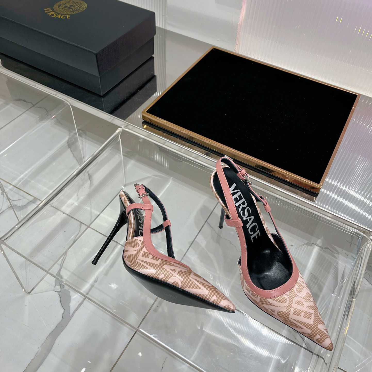 Versace Logo-jacquard 110mm Slingback Pumps - PerfectKickZ