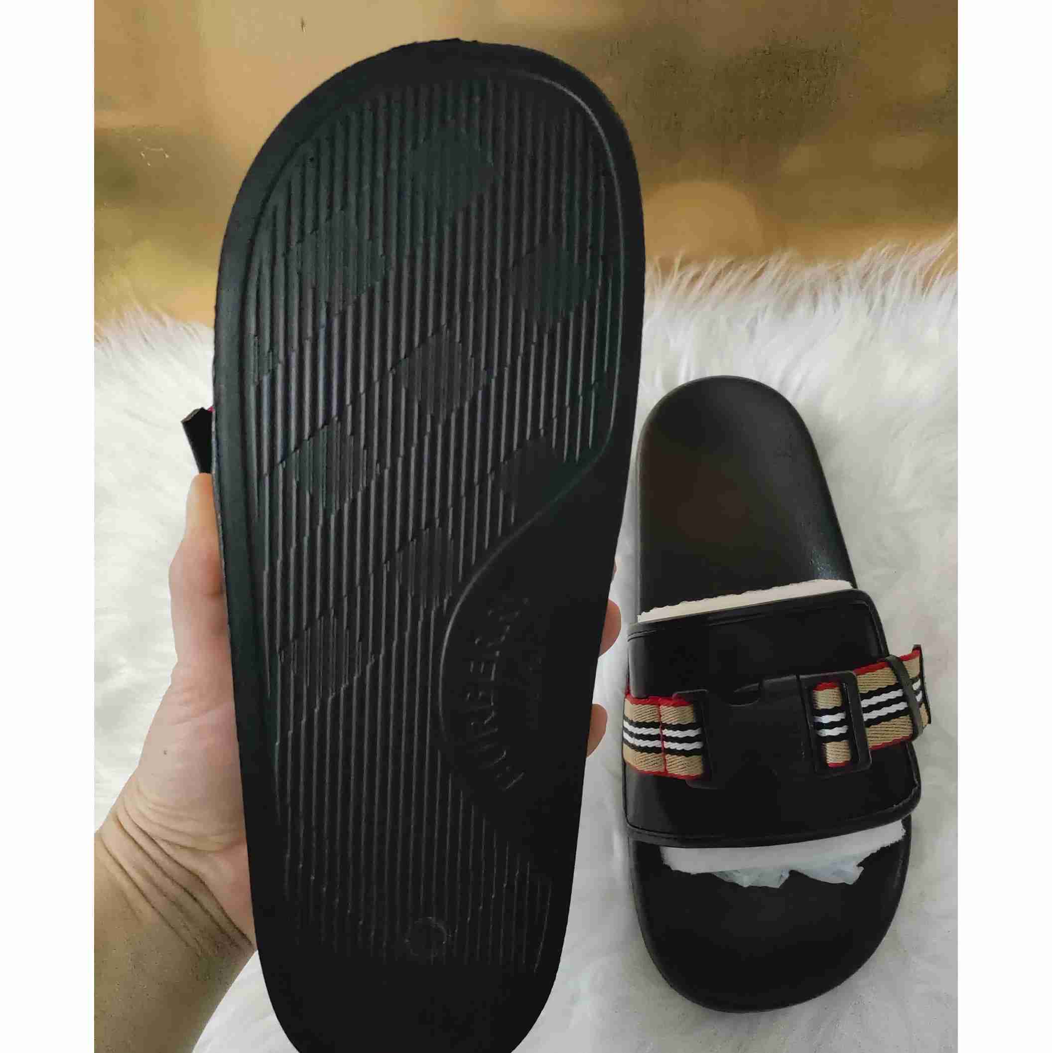 Burberry Icon Stripe Buckled Slides - PerfectKickZ