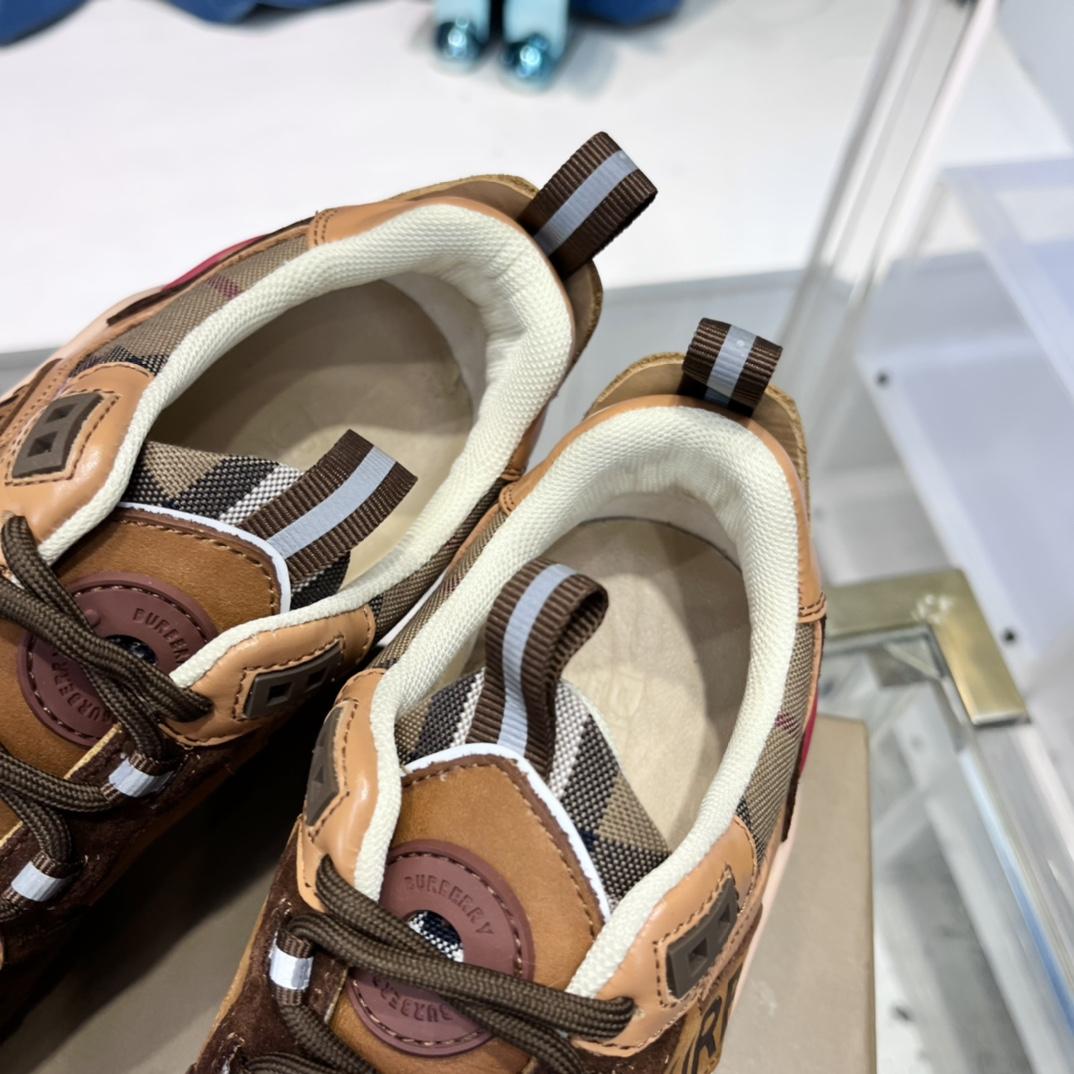 Burberry Logo Print Check And Suede Sneakers - PerfectKickZ