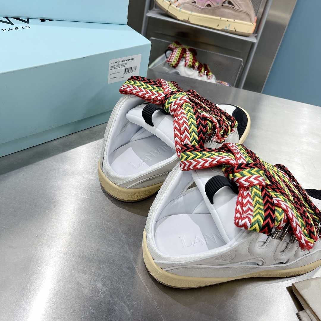 Lanvin Leather And Glitter Technical Material Curb Sneakers  - PerfectKickZ