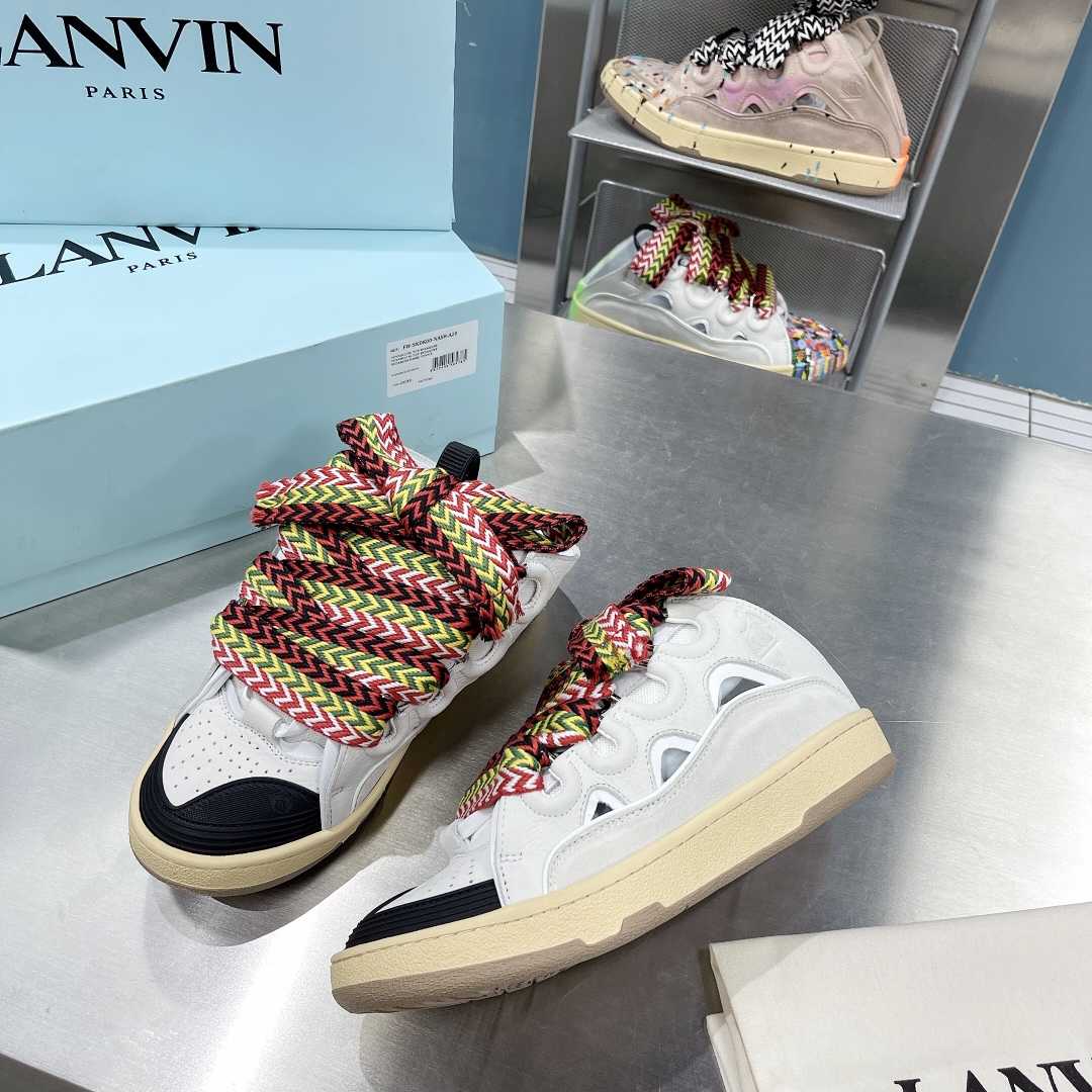 Lanvin Leather And Glitter Technical Material Curb Sneakers  - PerfectKickZ