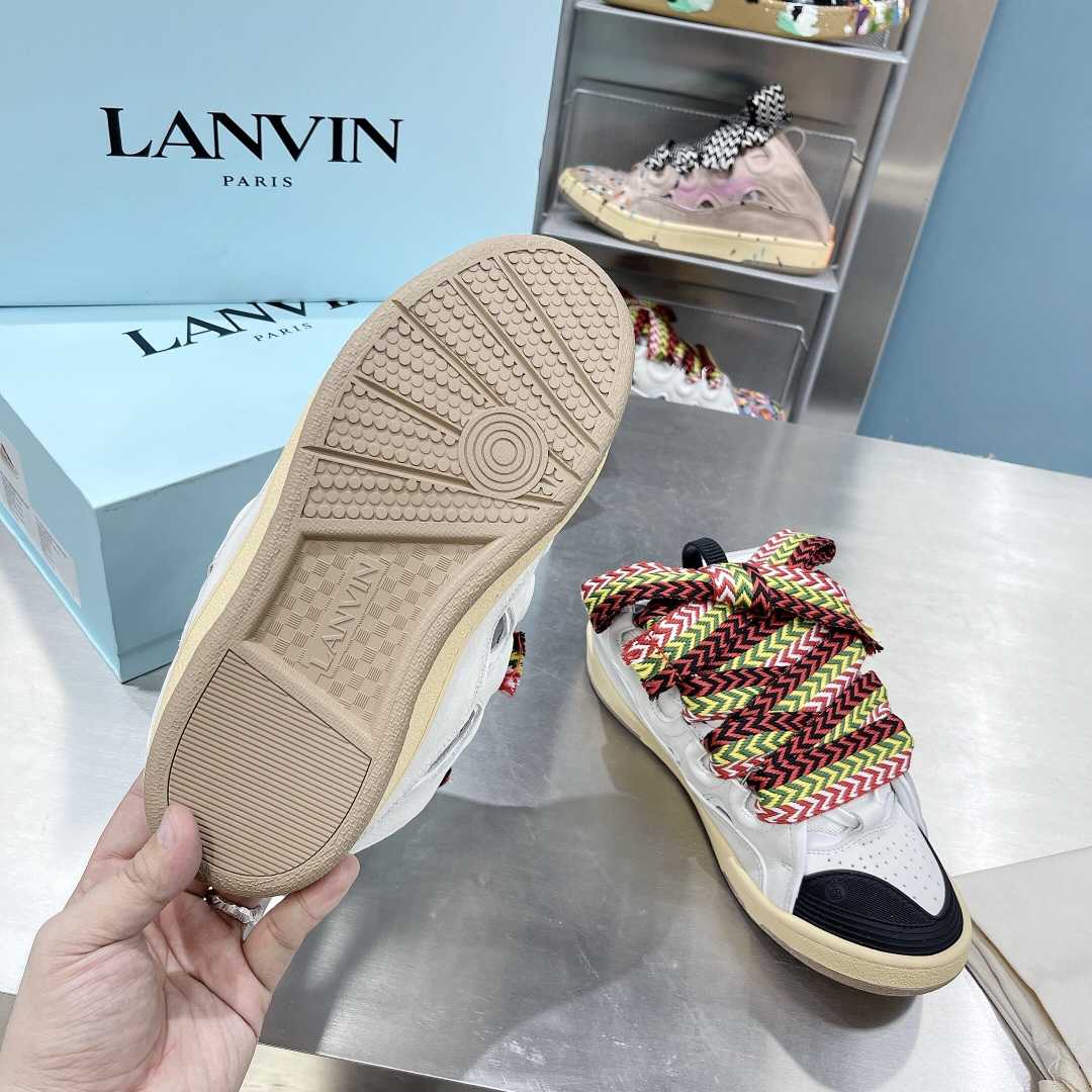 Lanvin Leather And Glitter Technical Material Curb Sneakers  - PerfectKickZ