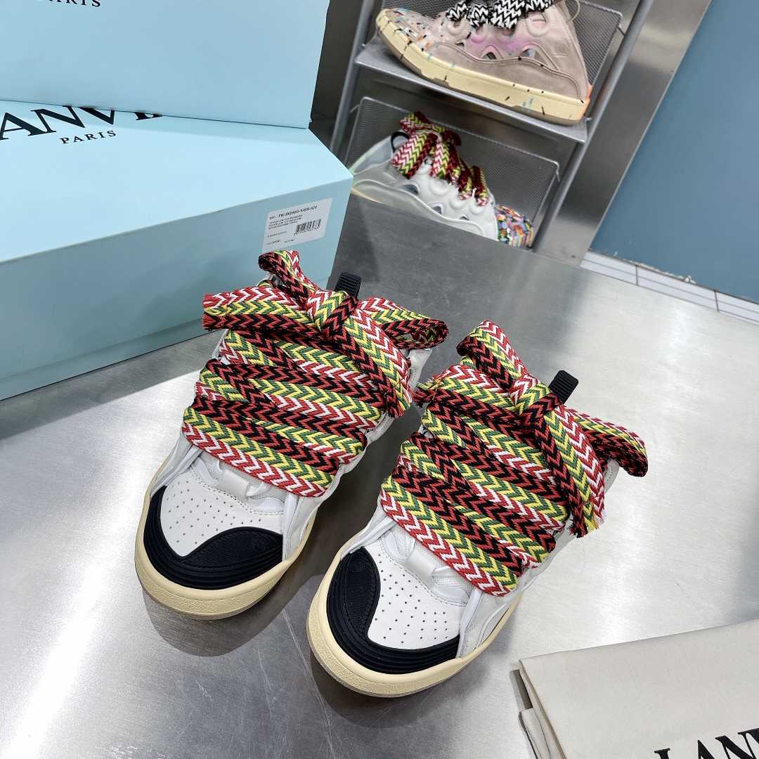 Lanvin Leather And Glitter Technical Material Curb Sneakers  - PerfectKickZ