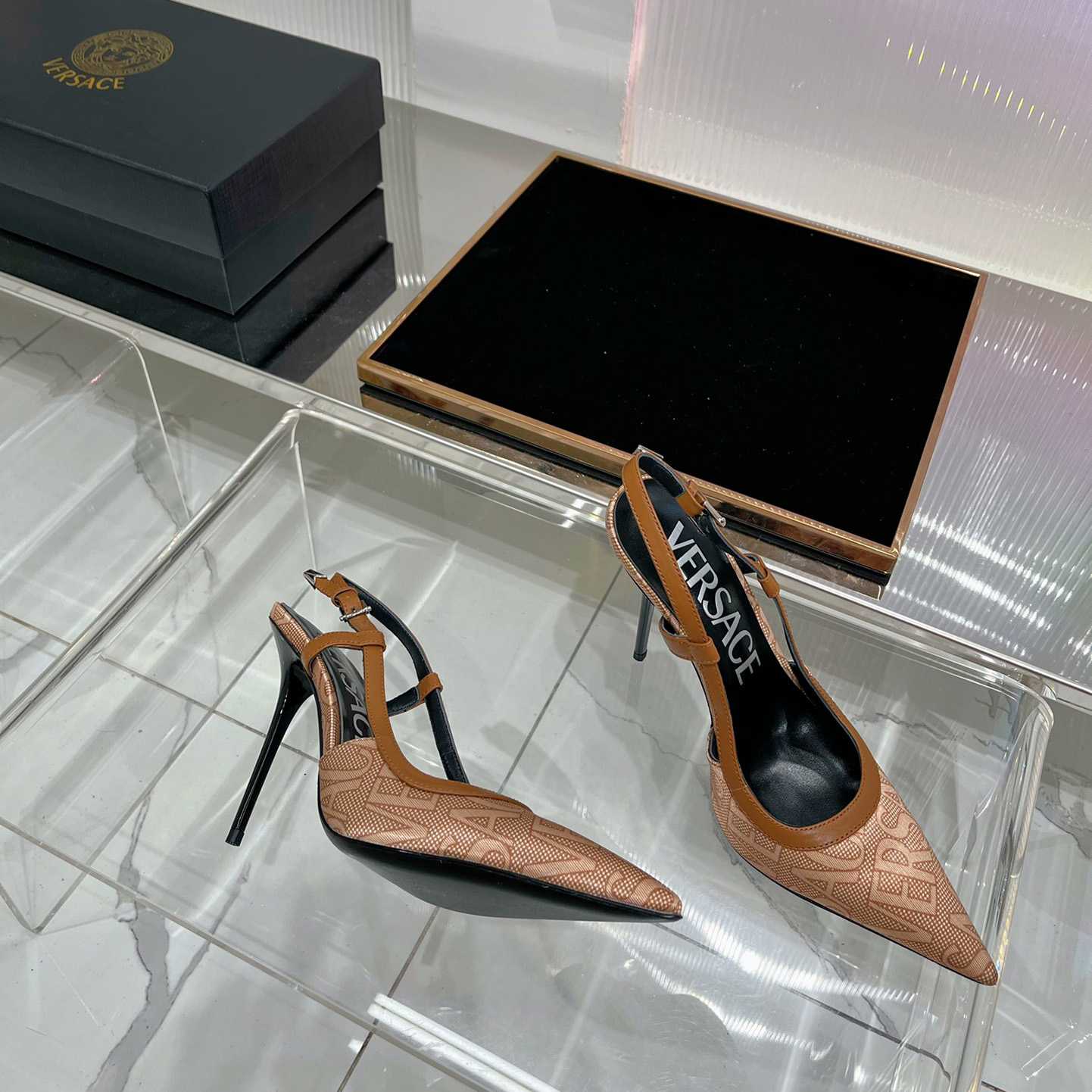 Versace Logo-jacquard 110mm Slingback Pumps - PerfectKickZ