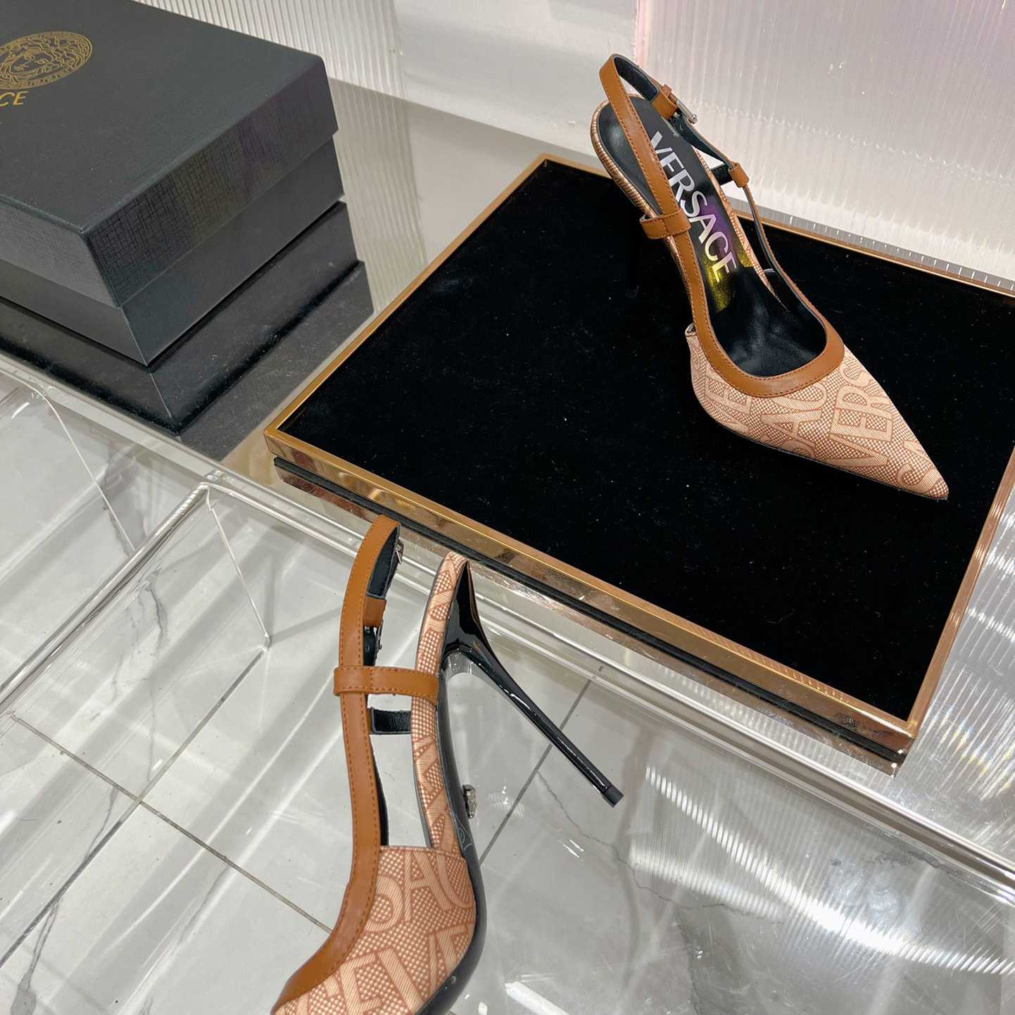 Versace Logo-jacquard 110mm Slingback Pumps - PerfectKickZ