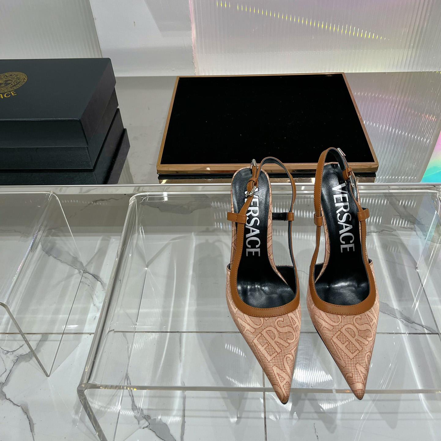 Versace Logo-jacquard 110mm Slingback Pumps - PerfectKickZ