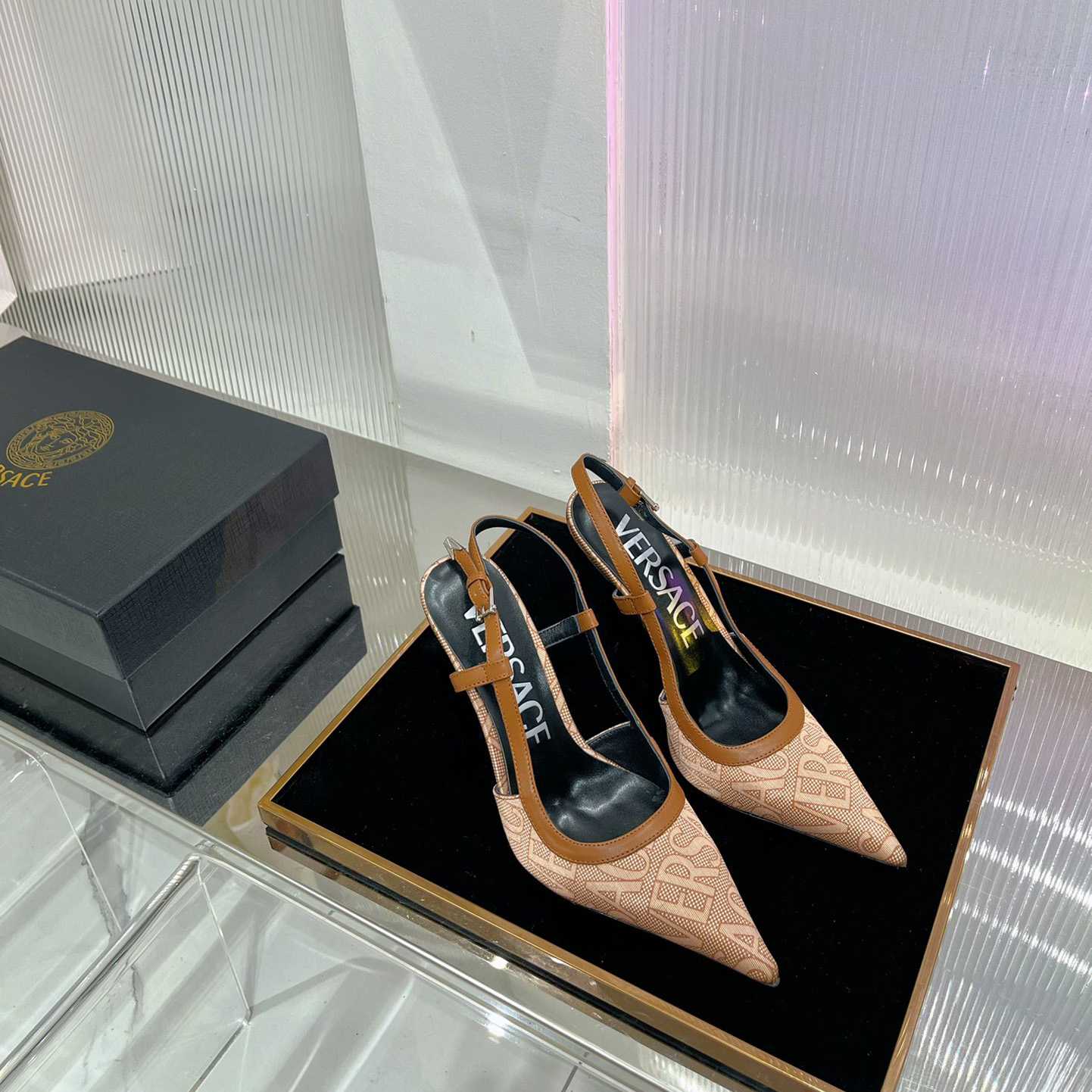 Versace Logo-jacquard 110mm Slingback Pumps - PerfectKickZ