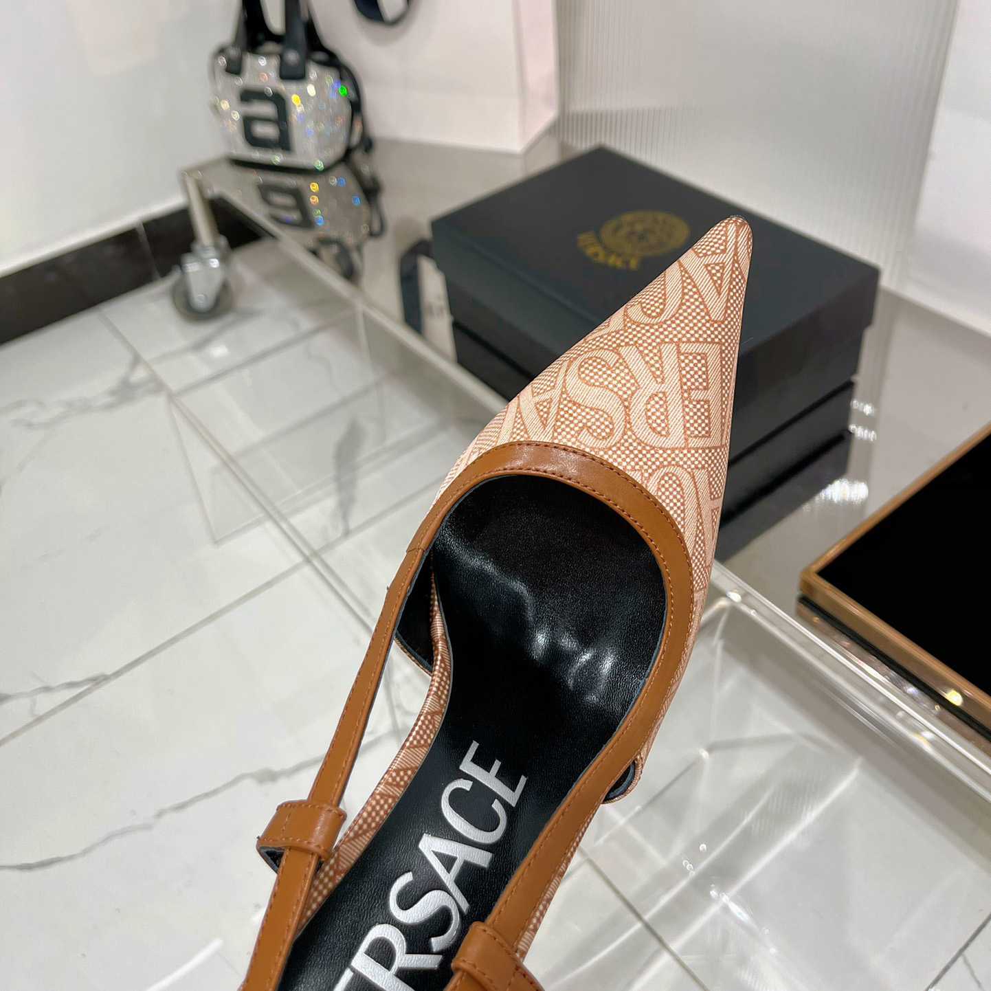 Versace Logo-jacquard 110mm Slingback Pumps - PerfectKickZ