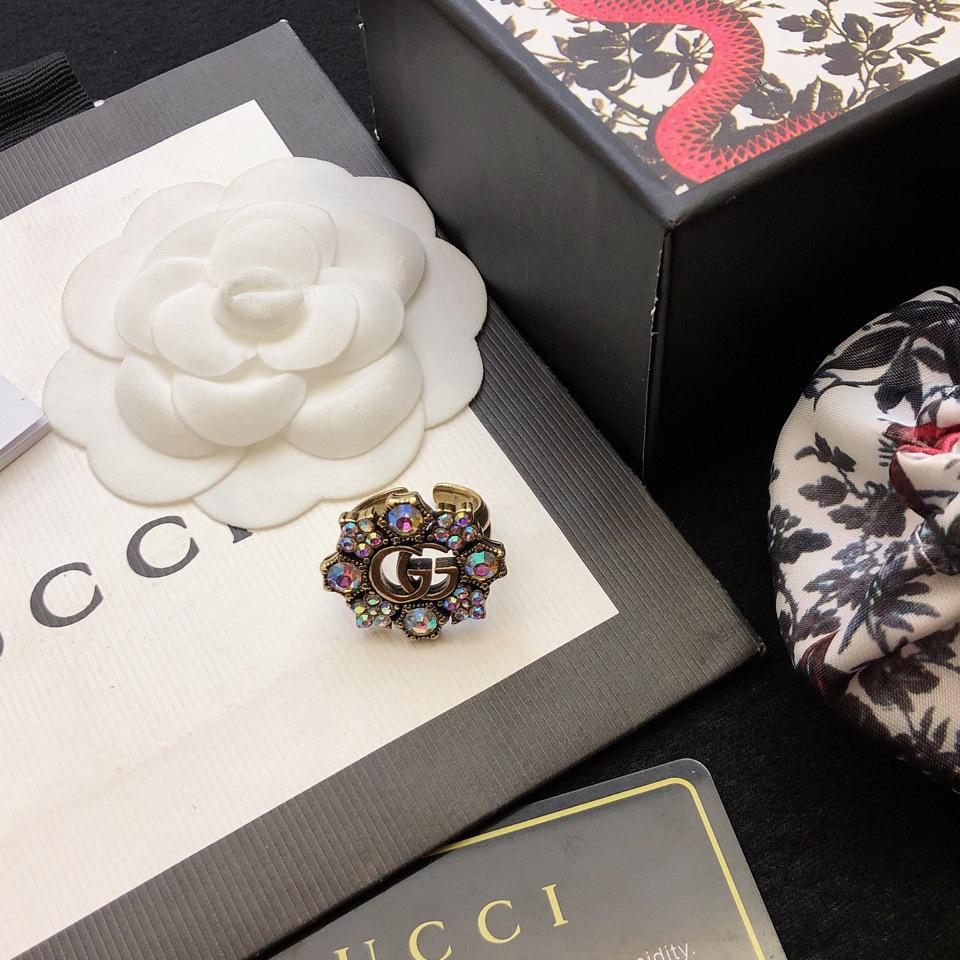 Gucci Double G Crystal Flower Ring - PerfectKickZ