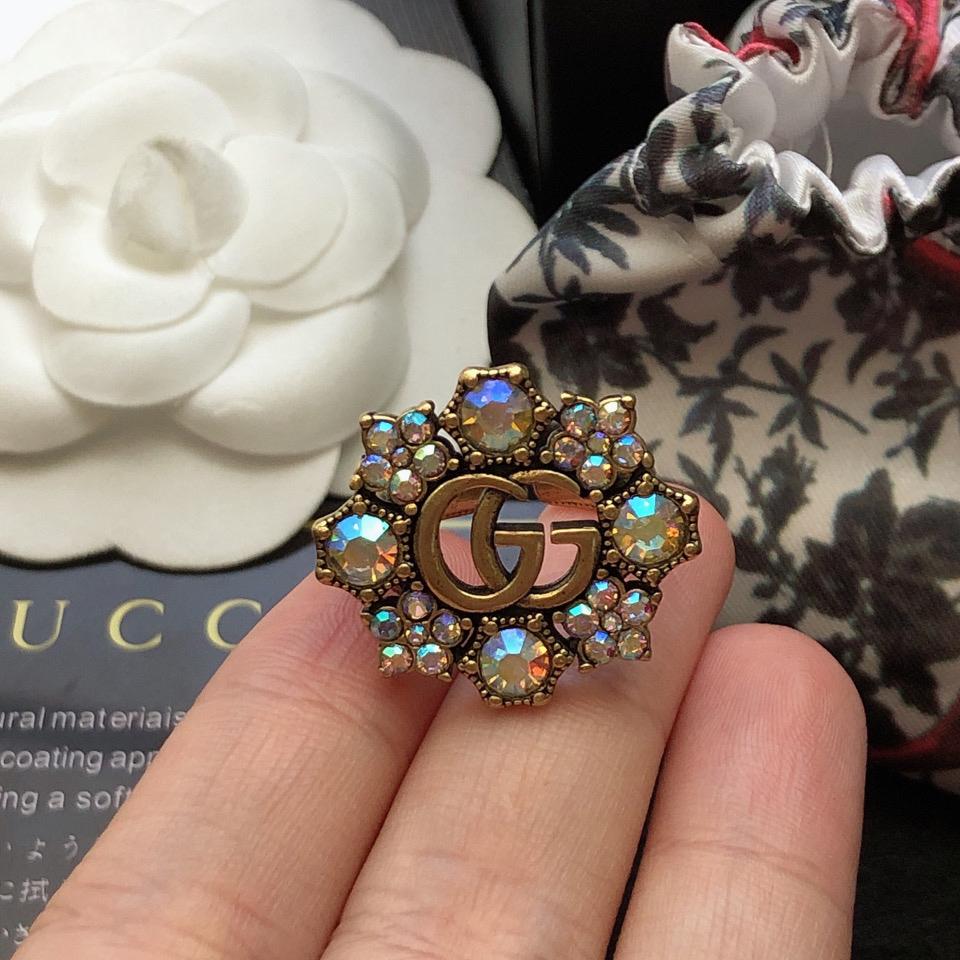 Gucci Double G Crystal Flower Ring - PerfectKickZ