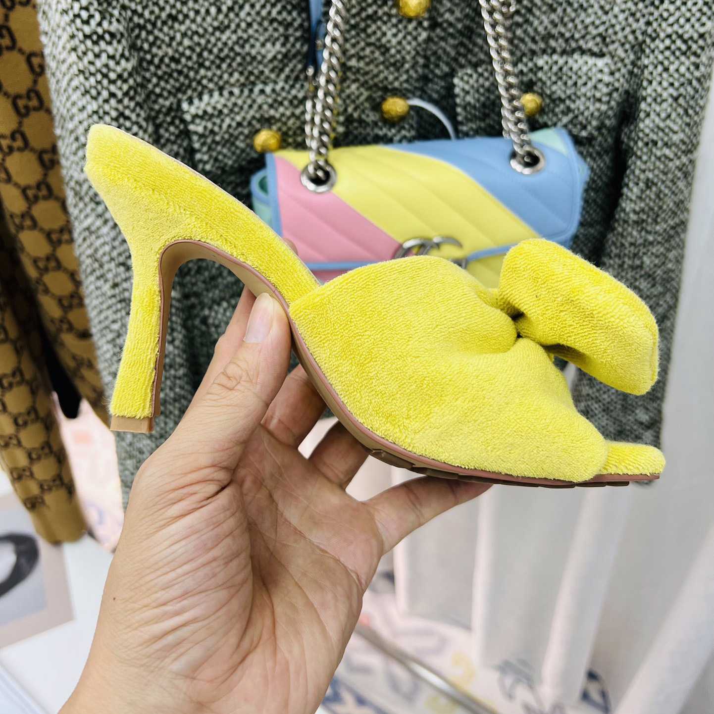 Bottega Veneta Yellow Heeled Sandals - PerfectKickZ