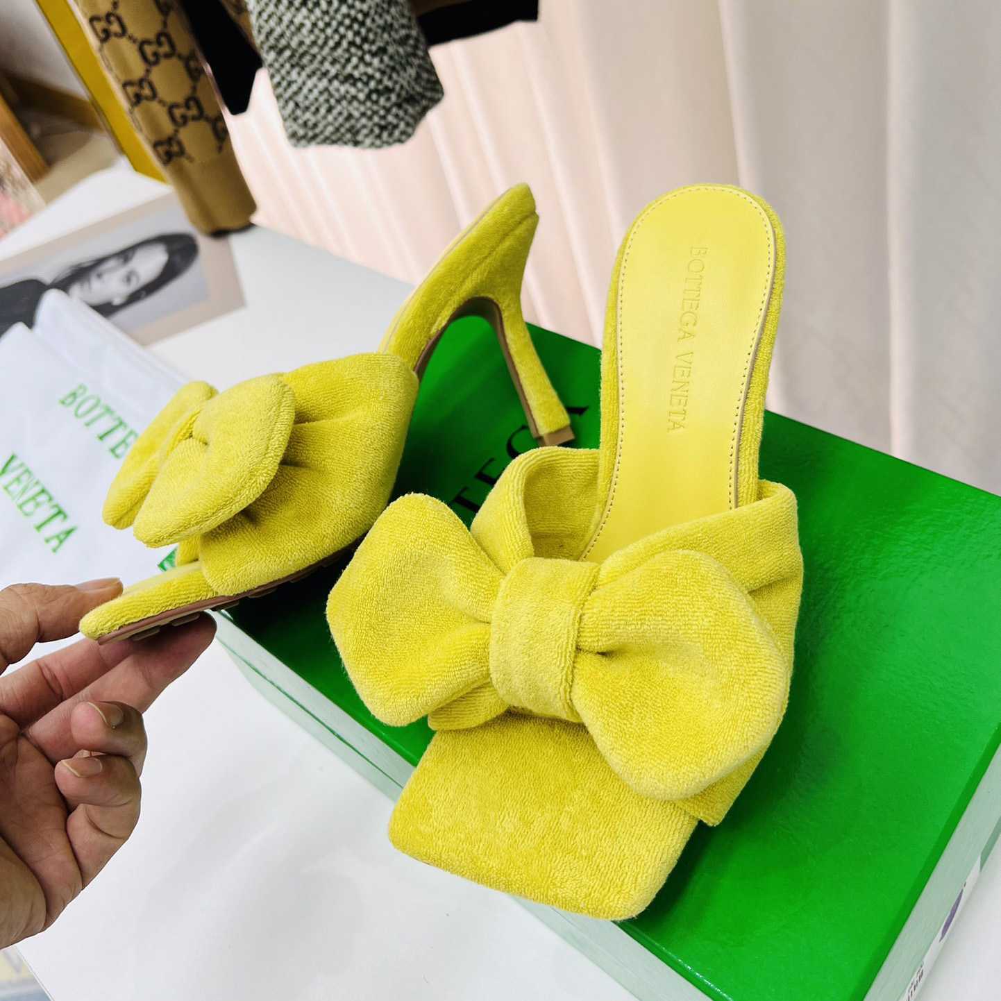 Bottega Veneta Yellow Heeled Sandals - PerfectKickZ