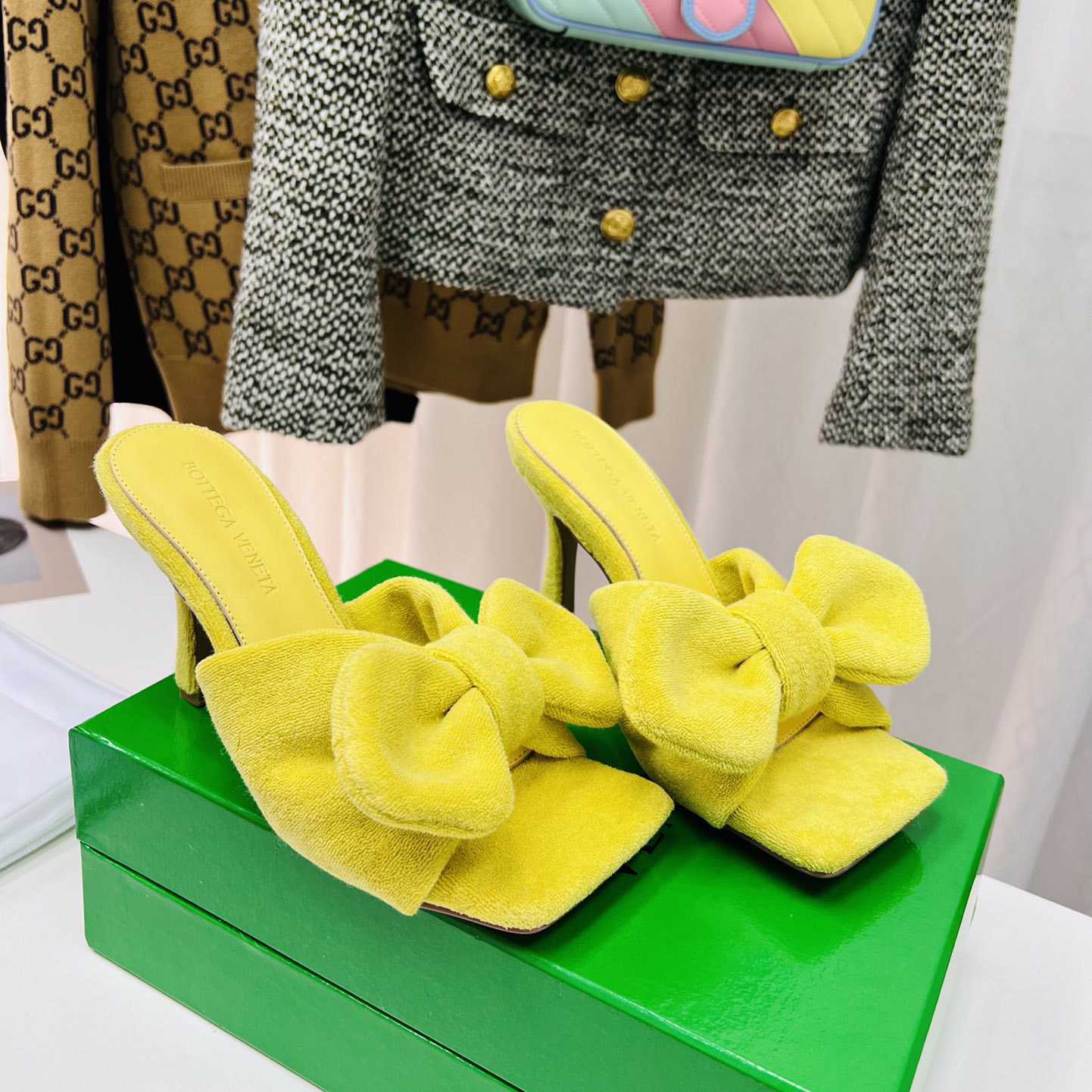 Bottega Veneta Yellow Heeled Sandals - PerfectKickZ