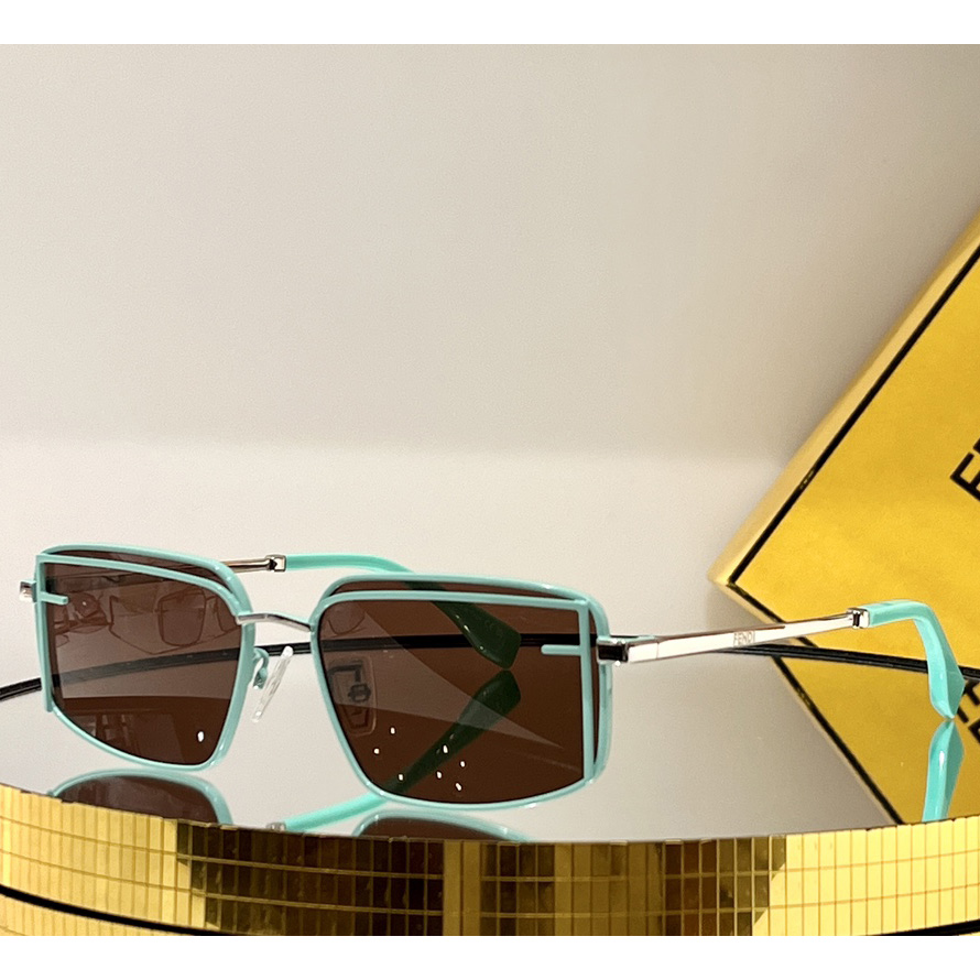 Fendi First Sight Edamame Green Metal Fashion Show Sunglasses With Brown Lenses - PerfectKickZ