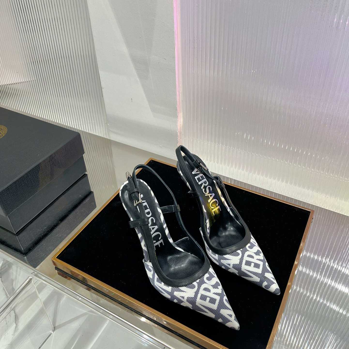 Versace Logo-jacquard 110mm Slingback Pumps - PerfectKickZ