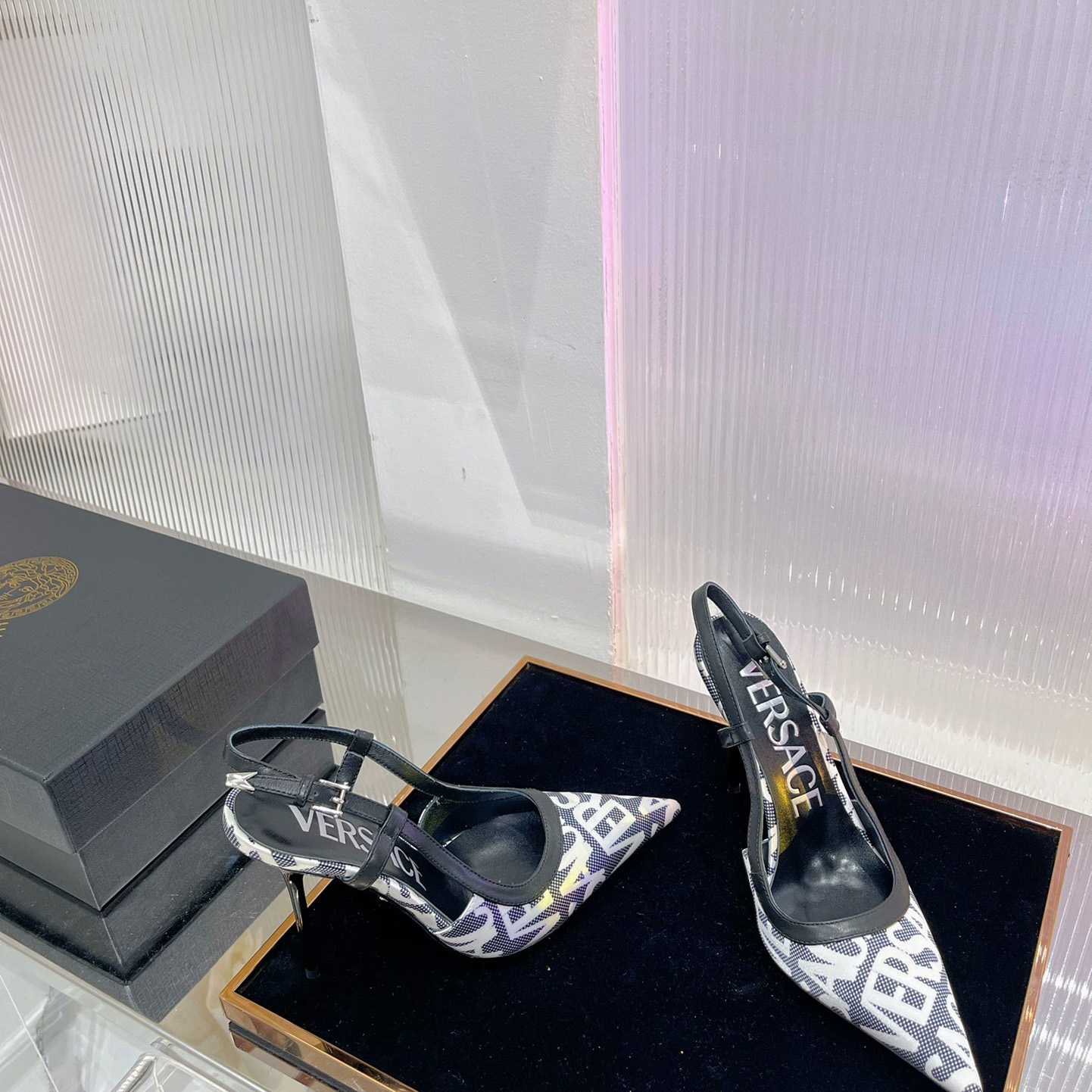 Versace Logo-jacquard 110mm Slingback Pumps - PerfectKickZ