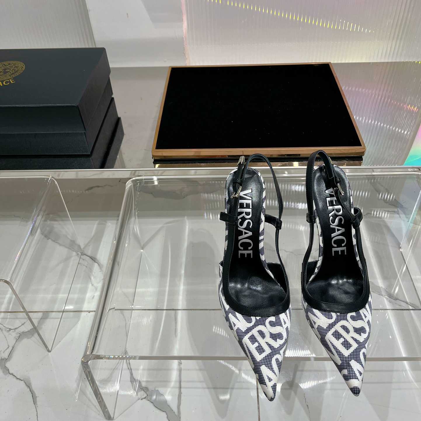 Versace Logo-jacquard 110mm Slingback Pumps - PerfectKickZ
