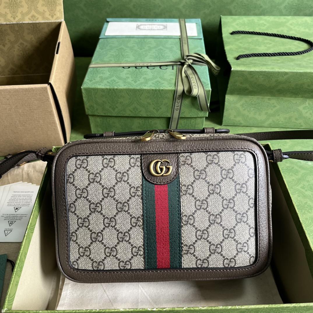 Gucci Ophidia Small Shoulder Bag With Web (24x 16x 7cm) - PerfectKickZ