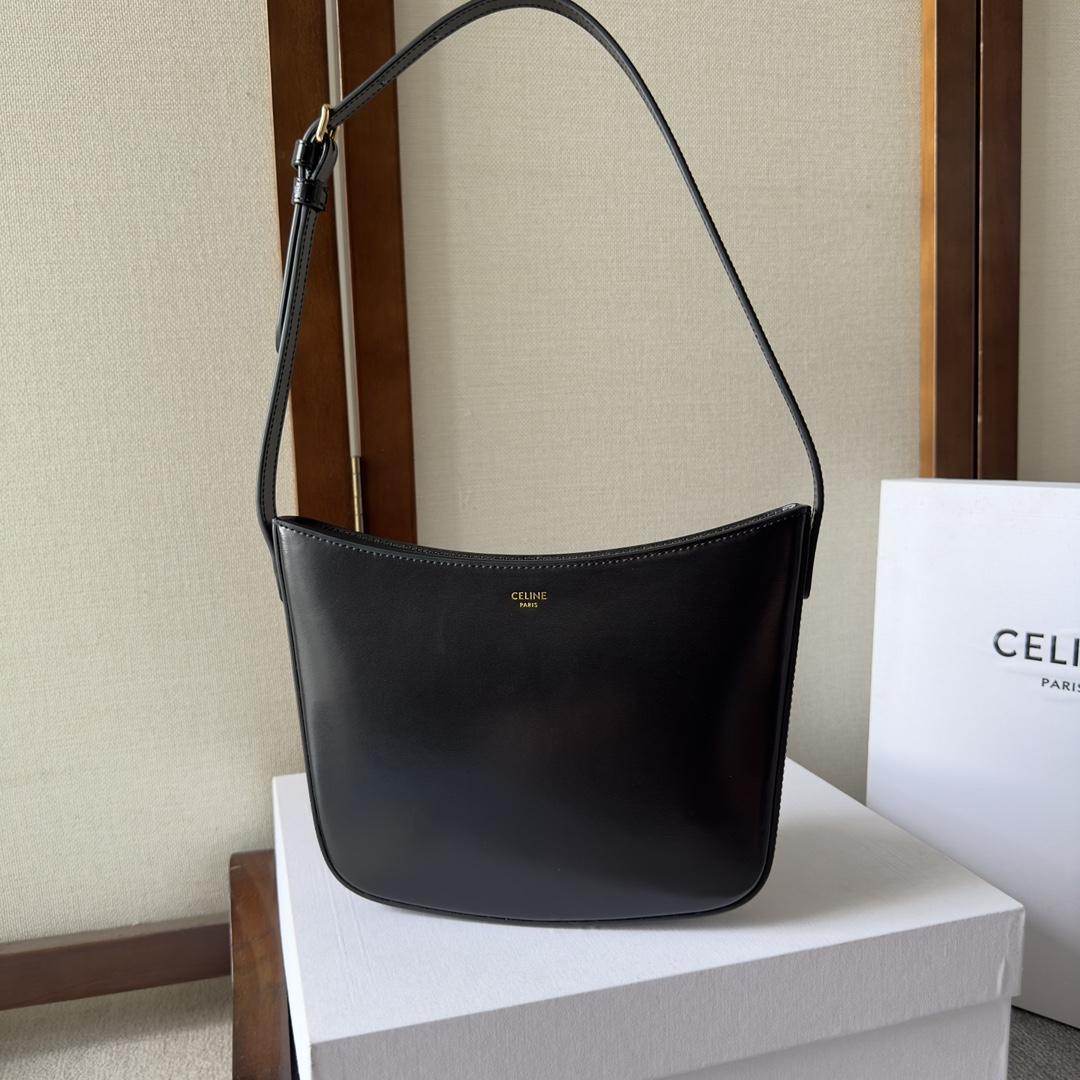 Celine Medium Celine Croque Bag In Shiny Calfskin Black - PerfectKickZ