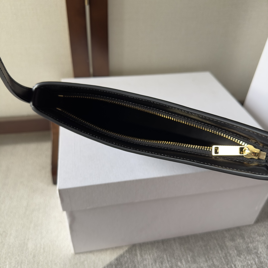 Celine Medium Celine Croque Bag In Shiny Calfskin Black - PerfectKickZ
