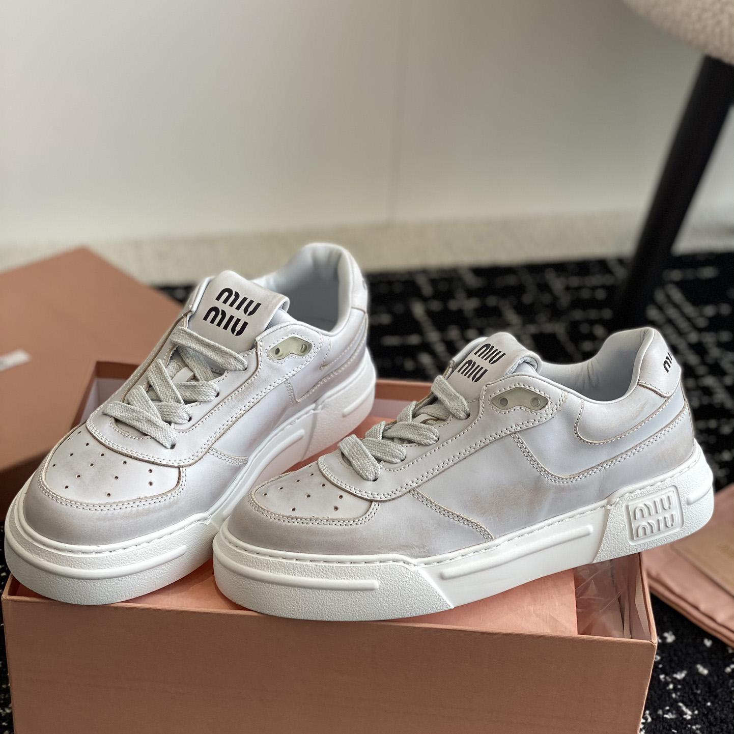 Miu Miu Bleached Leather Sneakers - 