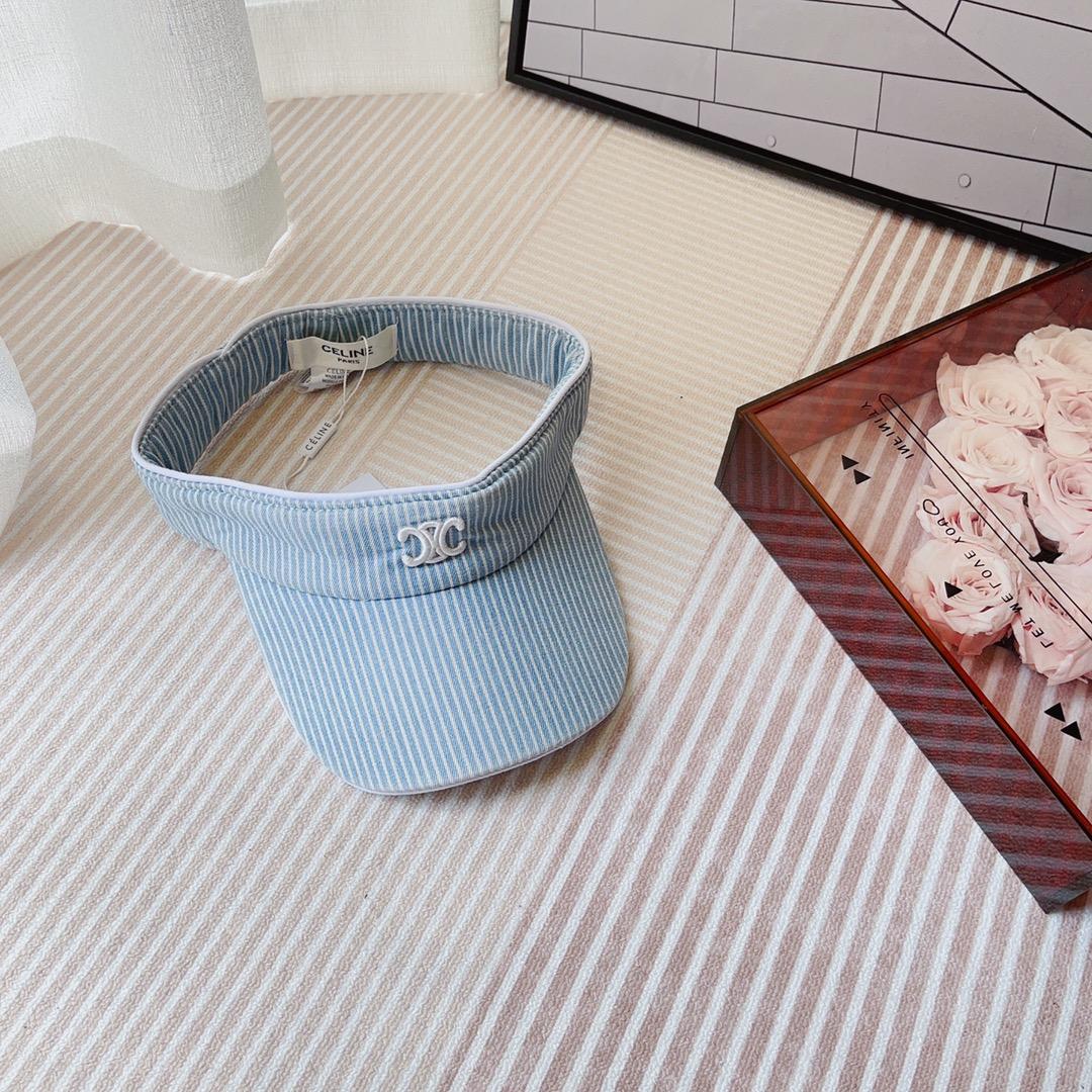 Celine Triomphe Visor In Hickory Cotton Wave Wash  - PerfectKickZ