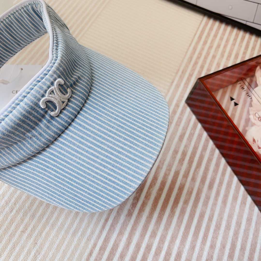 Celine Triomphe Visor In Hickory Cotton Wave Wash  - PerfectKickZ