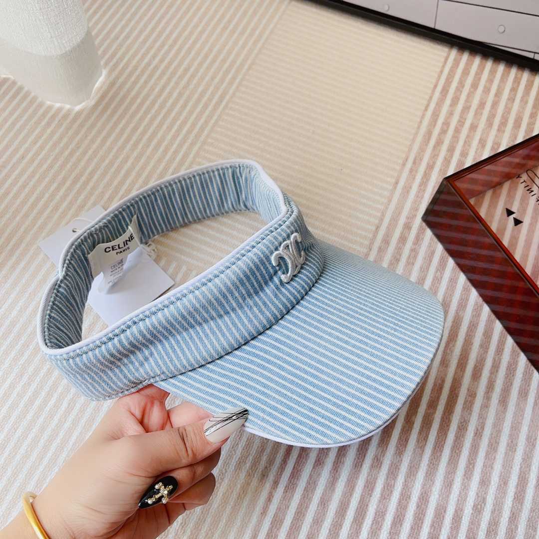 Celine Triomphe Visor In Hickory Cotton Wave Wash  - PerfectKickZ