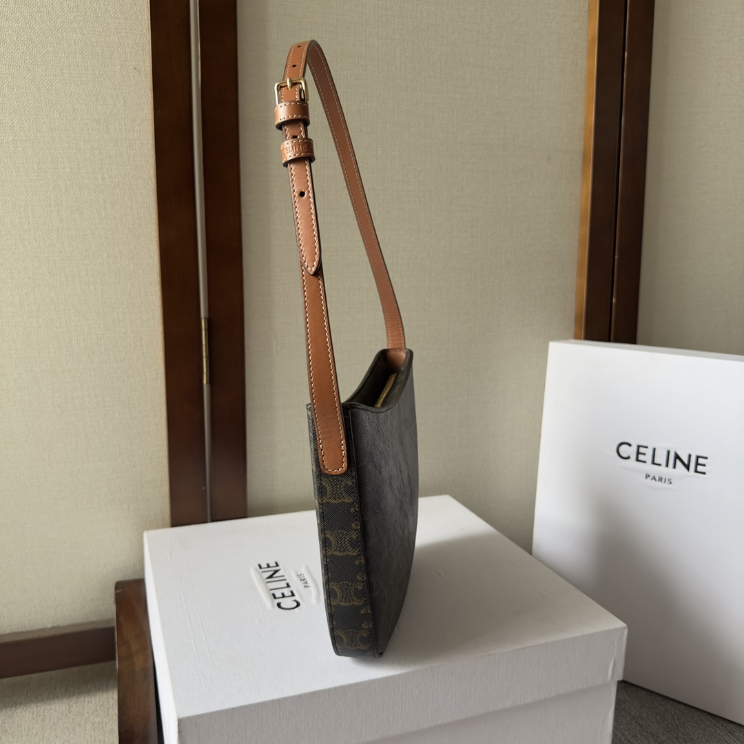 Celine Medium Celine Croque Bag In Triomphe Canvas And Calfskin Tan - PerfectKickZ