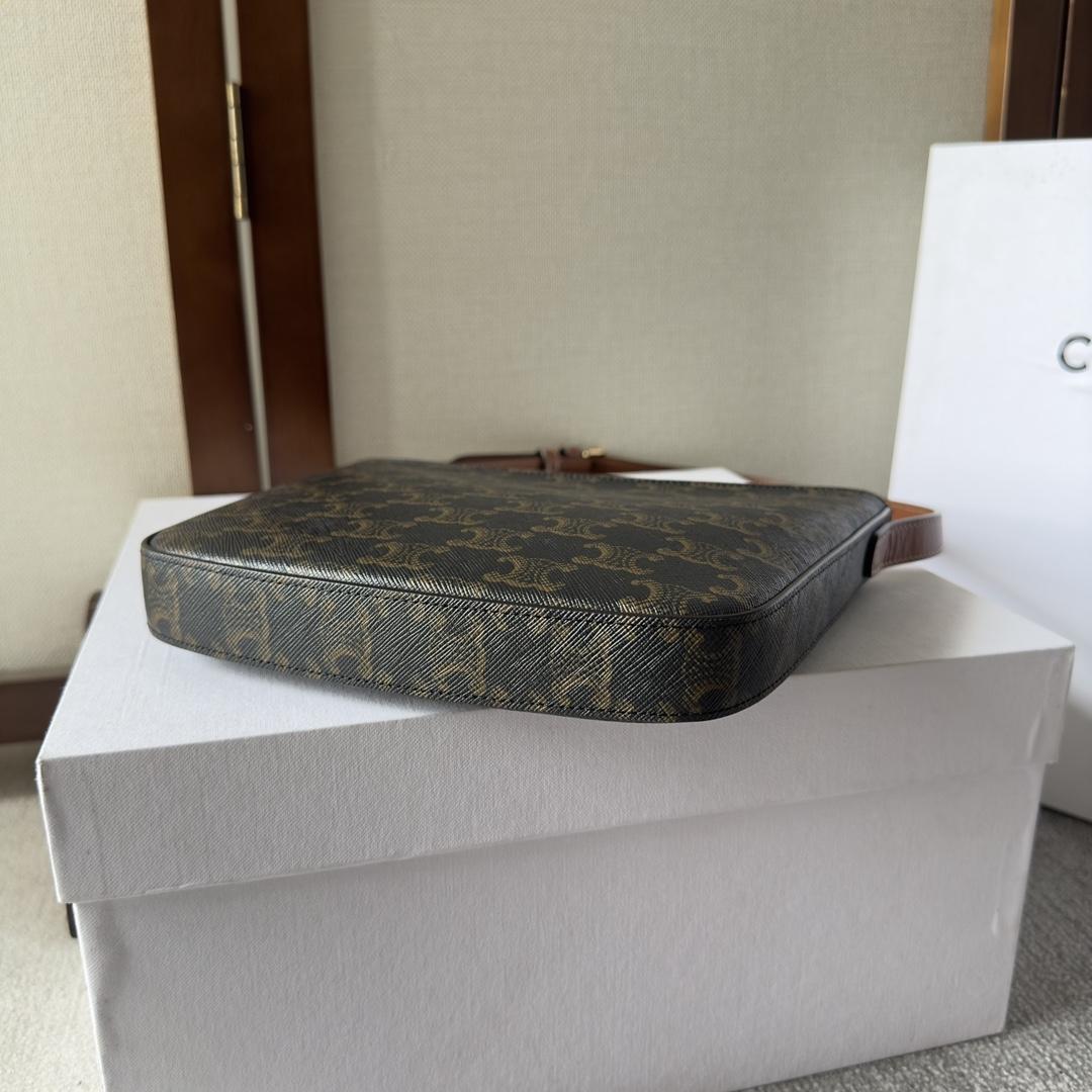 Celine Medium Celine Croque Bag In Triomphe Canvas And Calfskin Tan - PerfectKickZ