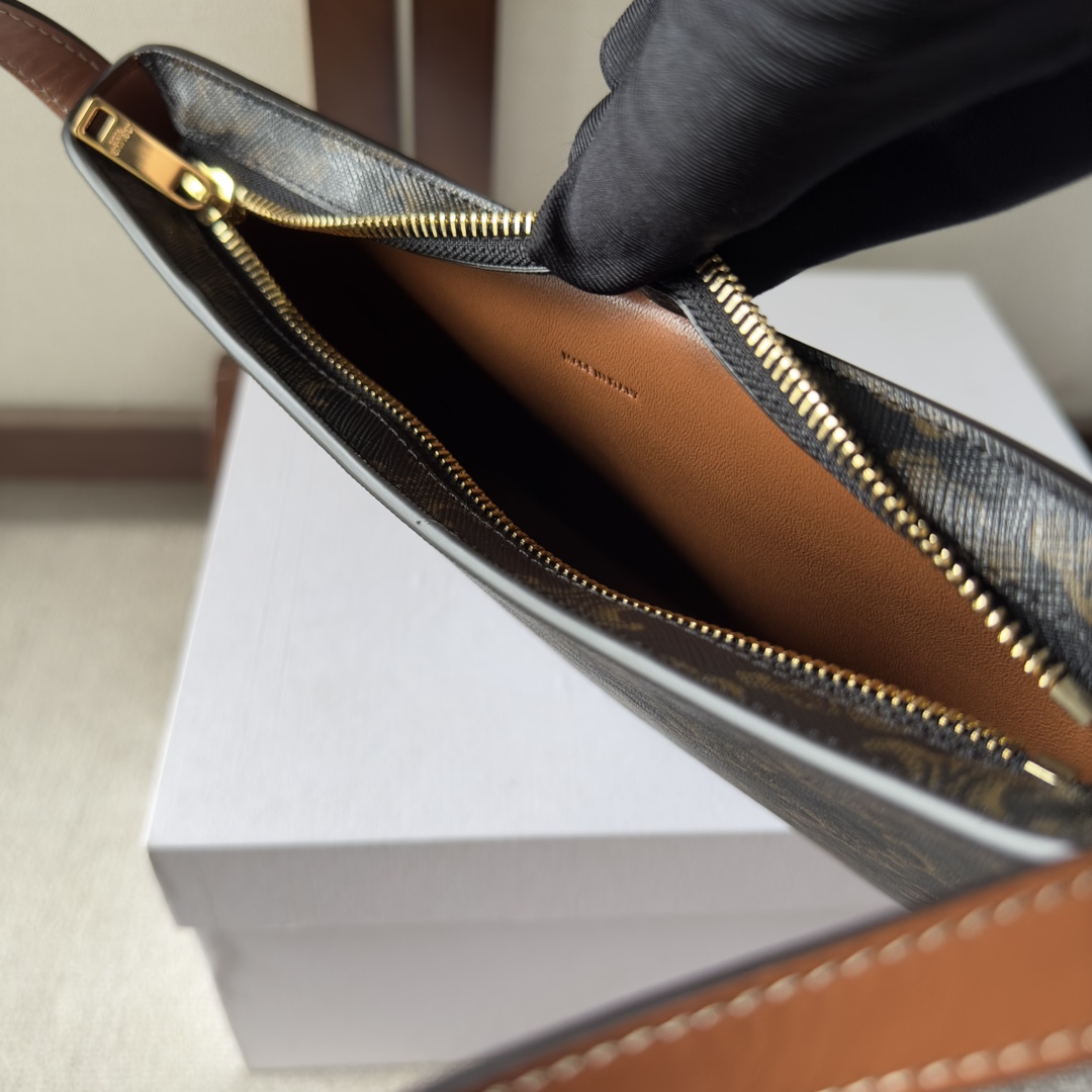 Celine Medium Celine Croque Bag In Triomphe Canvas And Calfskin Tan - PerfectKickZ