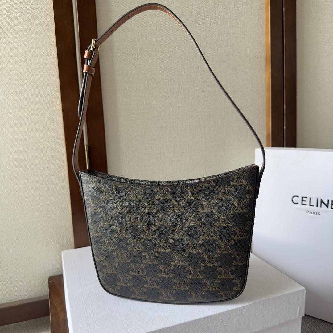Celine Medium Celine Croque Bag In Triomphe Canvas And Calfskin Tan - PerfectKickZ