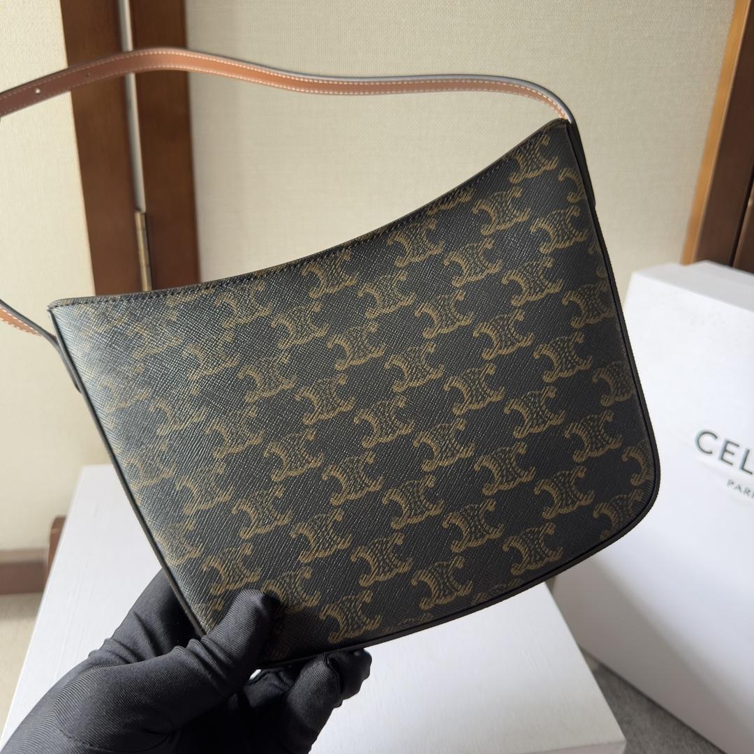Celine Medium Celine Croque Bag In Triomphe Canvas And Calfskin Tan - PerfectKickZ