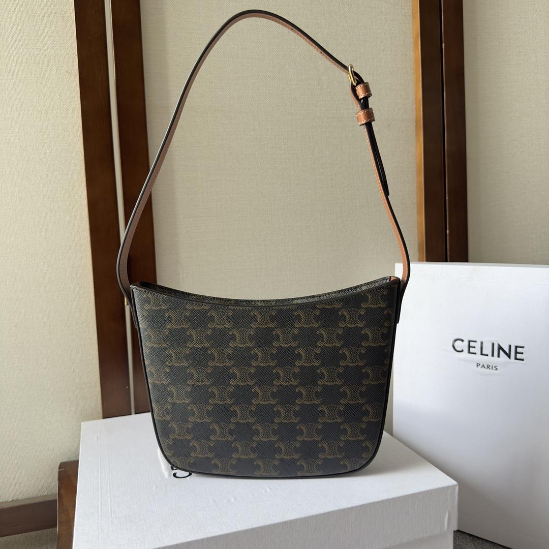 Celine Medium Celine Croque Bag In Triomphe Canvas And Calfskin Tan - PerfectKickZ
