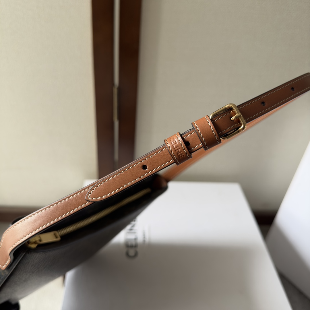 Celine Medium Celine Croque Bag In Triomphe Canvas And Calfskin Tan - PerfectKickZ