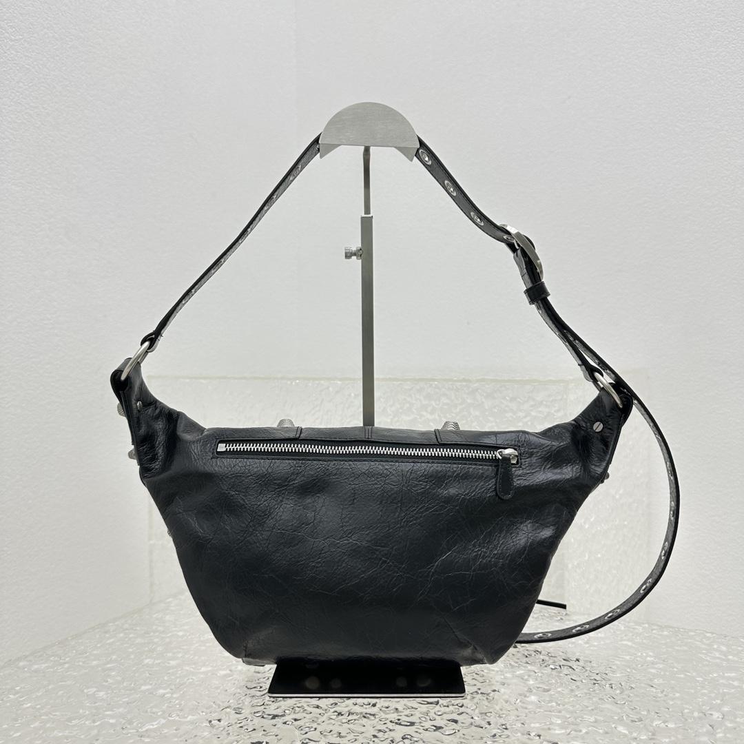 Balenciaga Men's Black Le Cagole Leather Belt Bag  ( 20cm*42cm*18cm) - PerfectKickZ