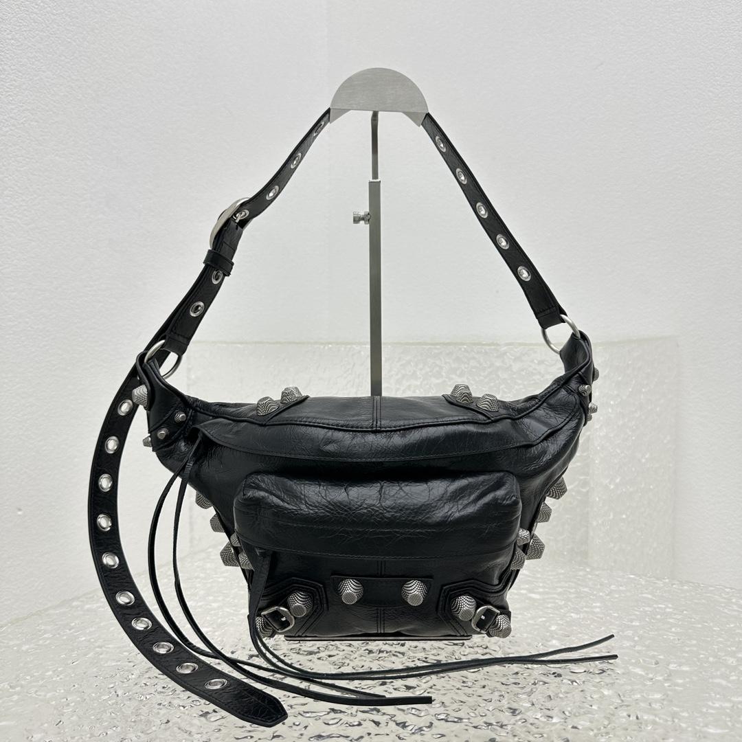 Balenciaga Men's Black Le Cagole Leather Belt Bag  ( 20cm*42cm*18cm) - PerfectKickZ