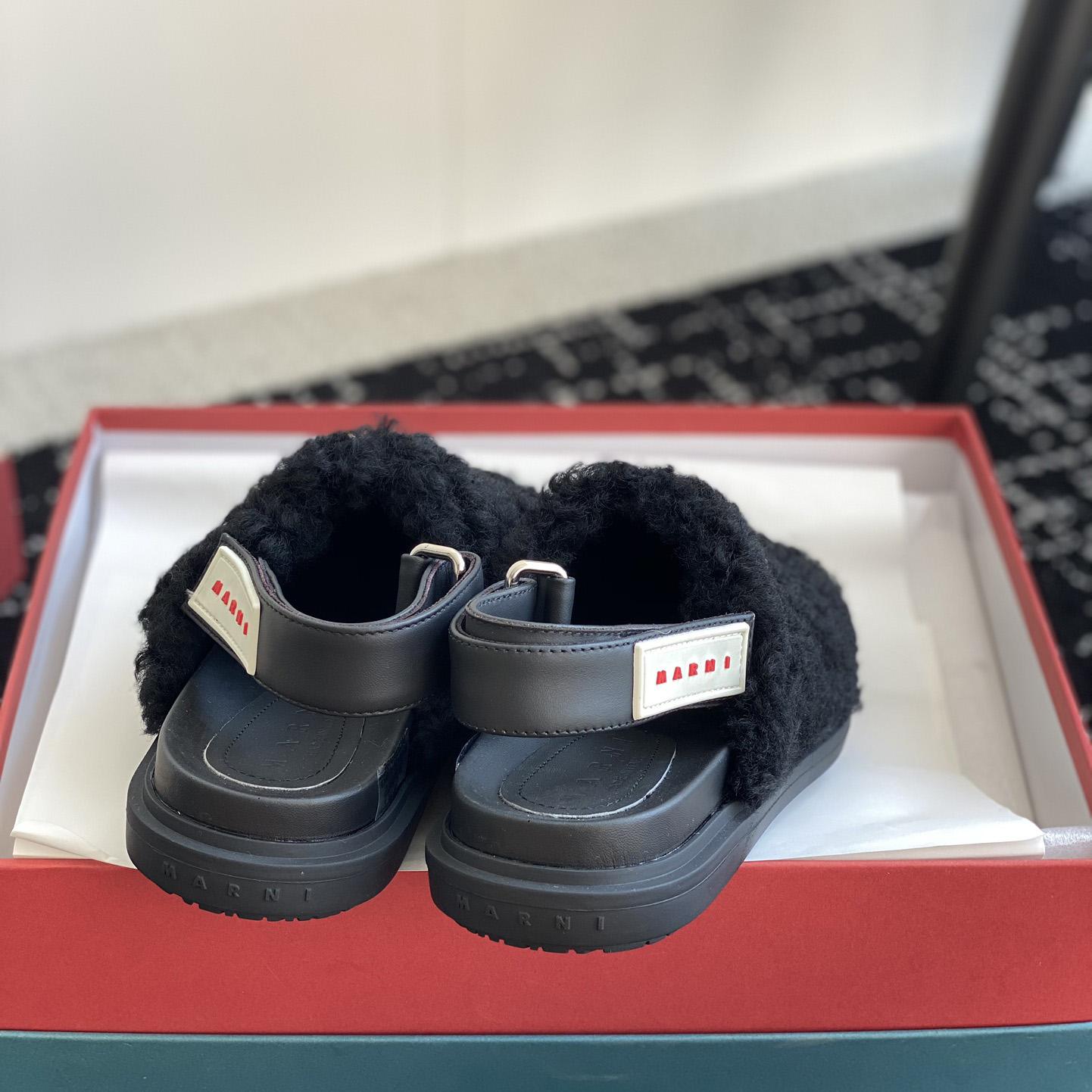 Marni Black Shearling Sabot - PerfectKickZ