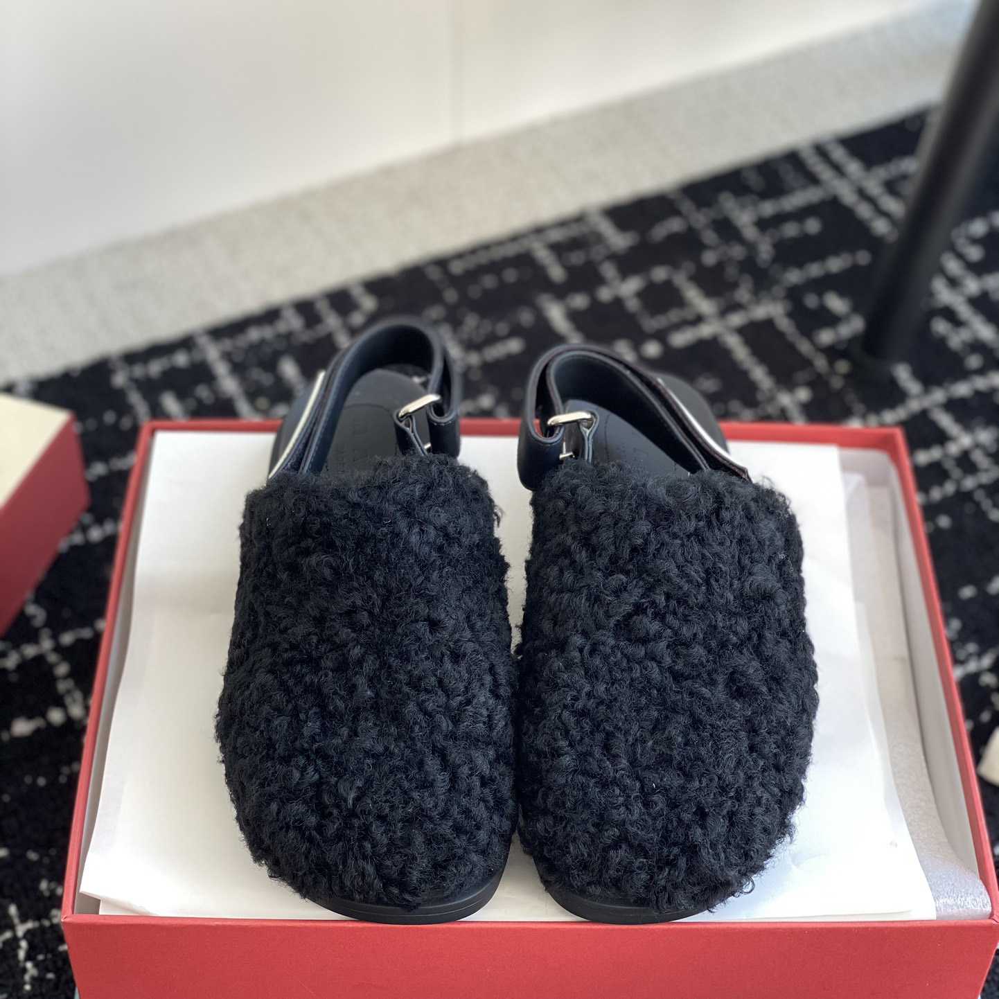 Marni Black Shearling Sabot - PerfectKickZ