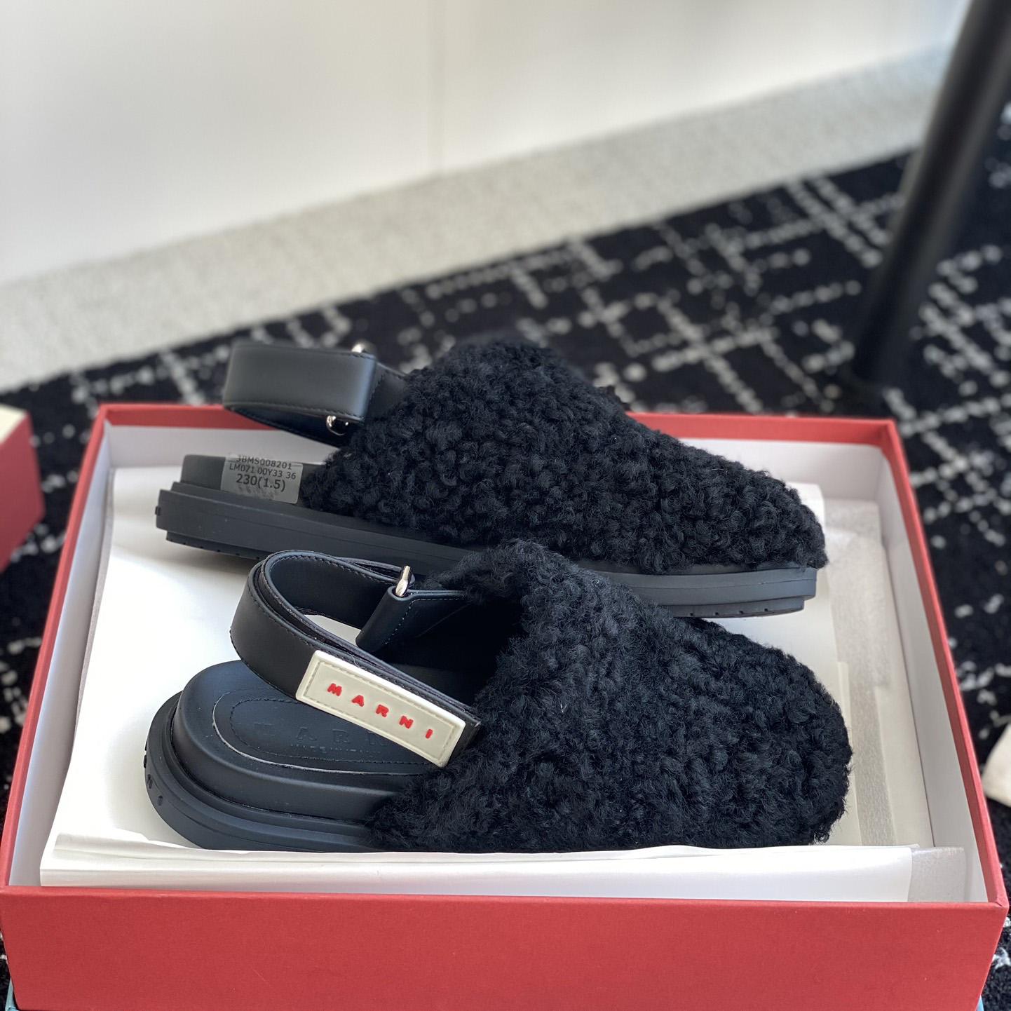 Marni Black Shearling Sabot - PerfectKickZ
