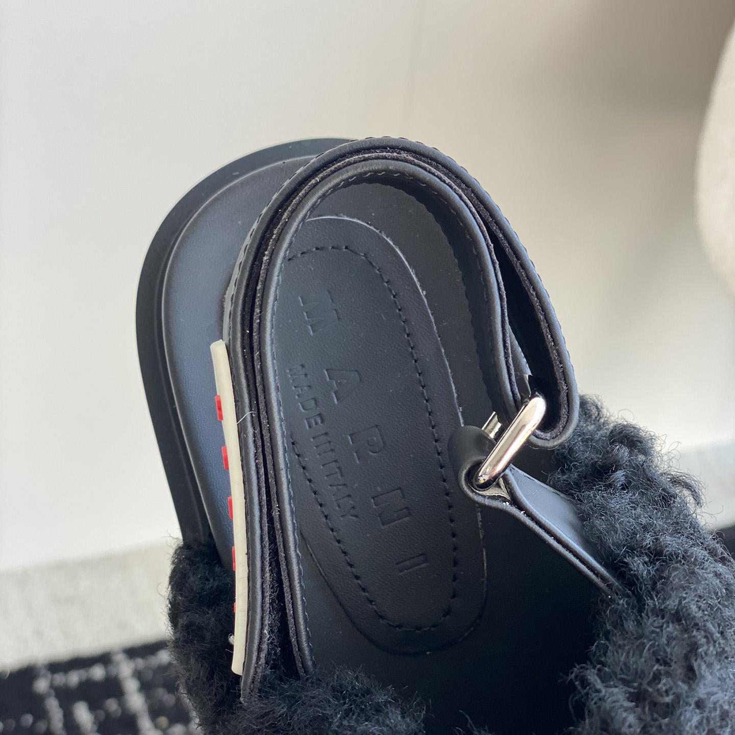 Marni Black Shearling Sabot - PerfectKickZ