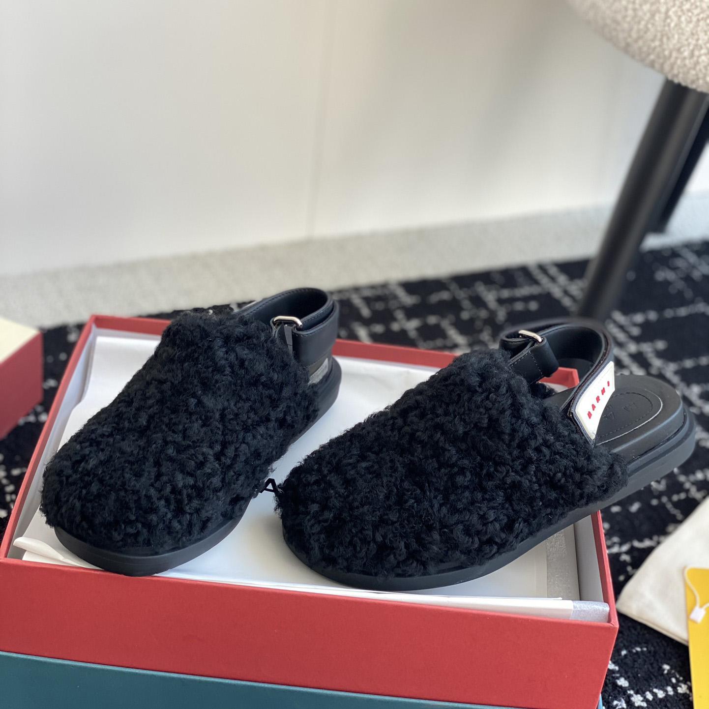 Marni Black Shearling Sabot - PerfectKickZ