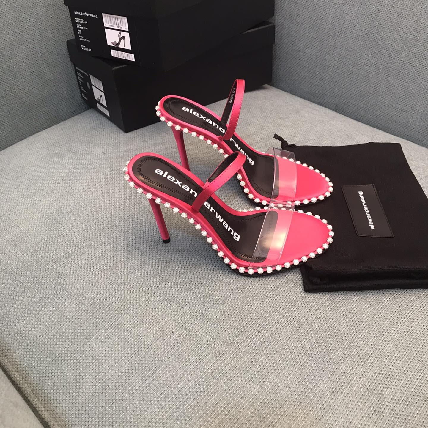 Alexander Wang Pink Satin Nova Crystal Sandals - PerfectKickZ